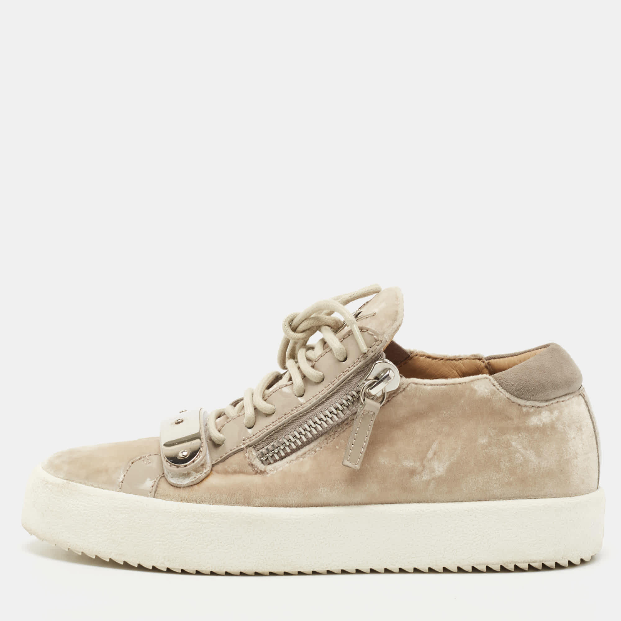 Giuseppe Zanotti Beige Velvet Sneakers
