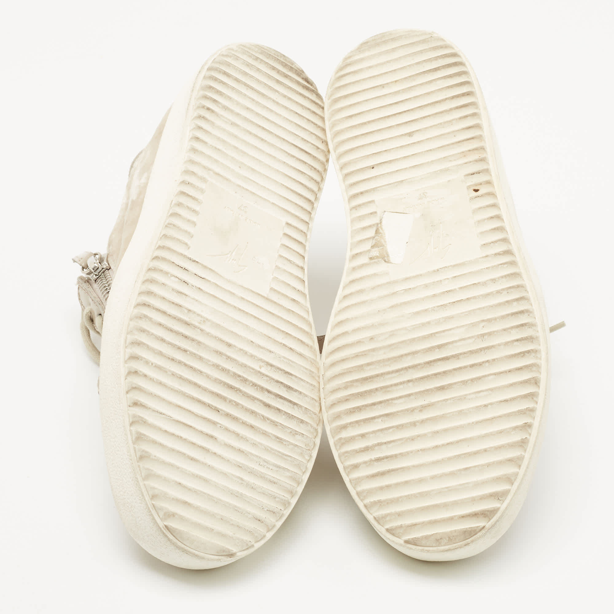 Giuseppe Zanotti Beige Velvet Sneakers