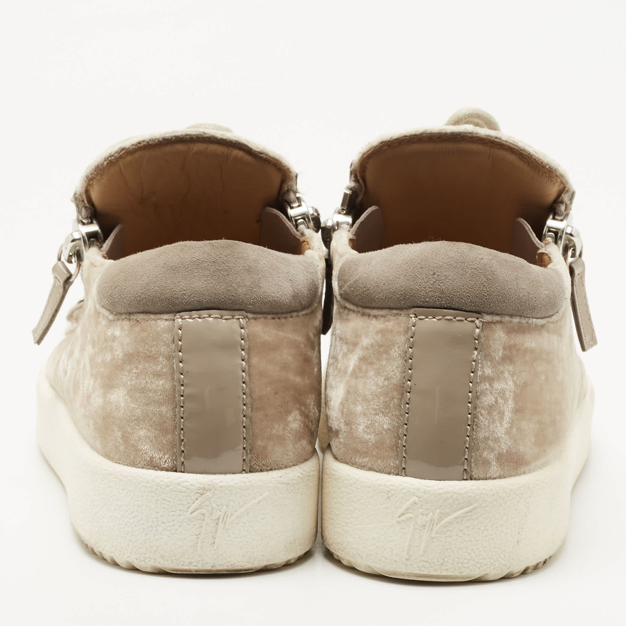 Giuseppe Zanotti Beige Velvet Sneakers