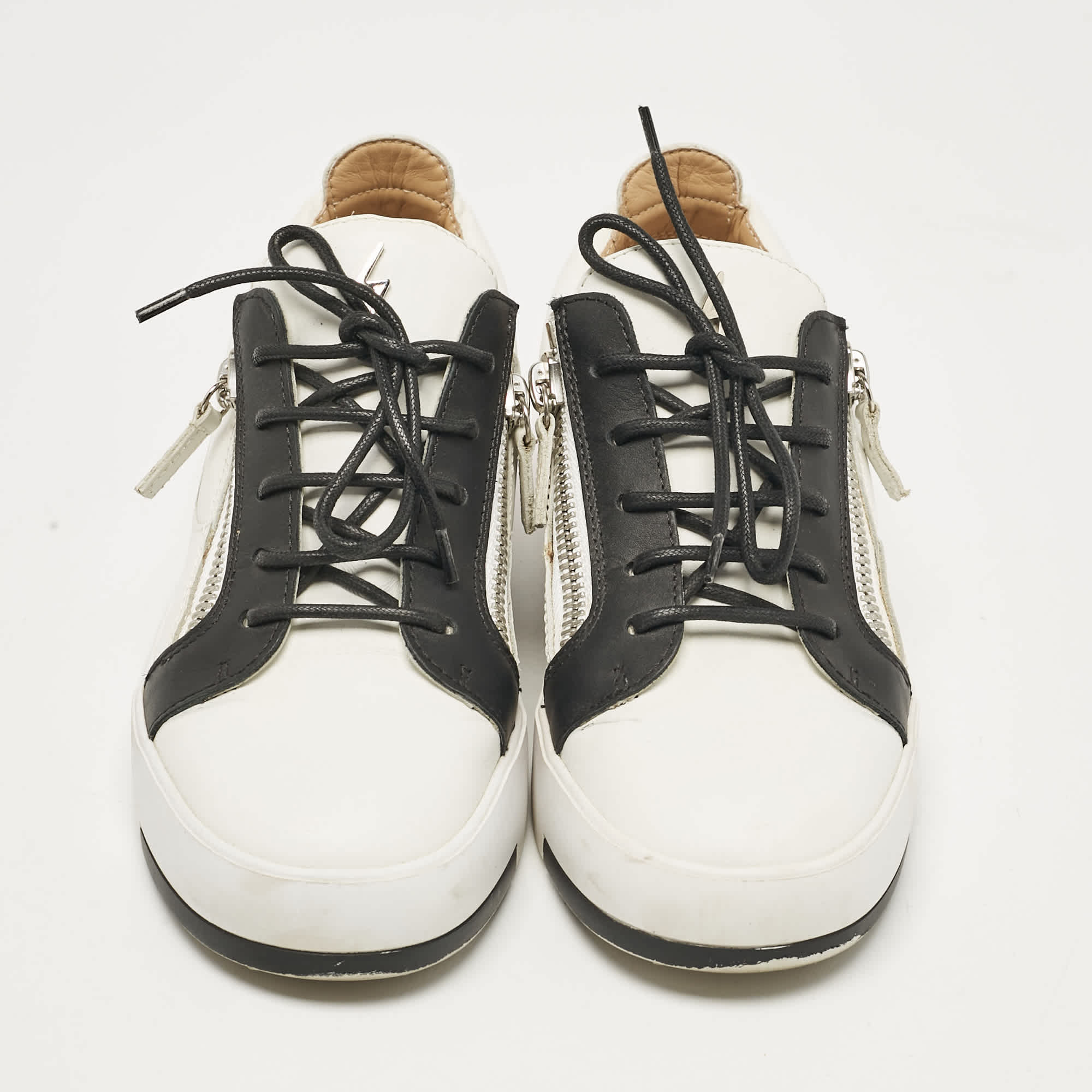 Giuseppe Zanotti White/black Leather Frankie Low Top Sneakers