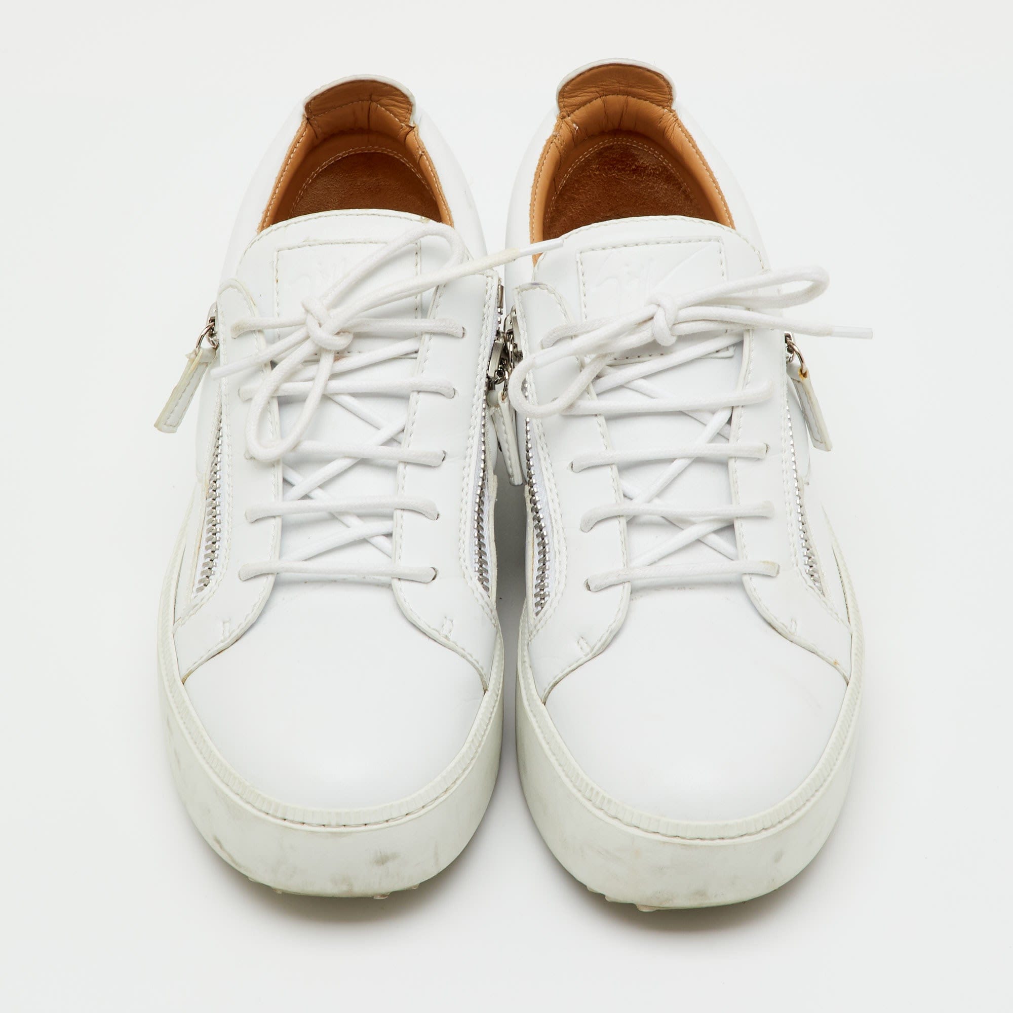 Giuseppe Zanotti White Leather Frankie Low Top Platform Sneakers