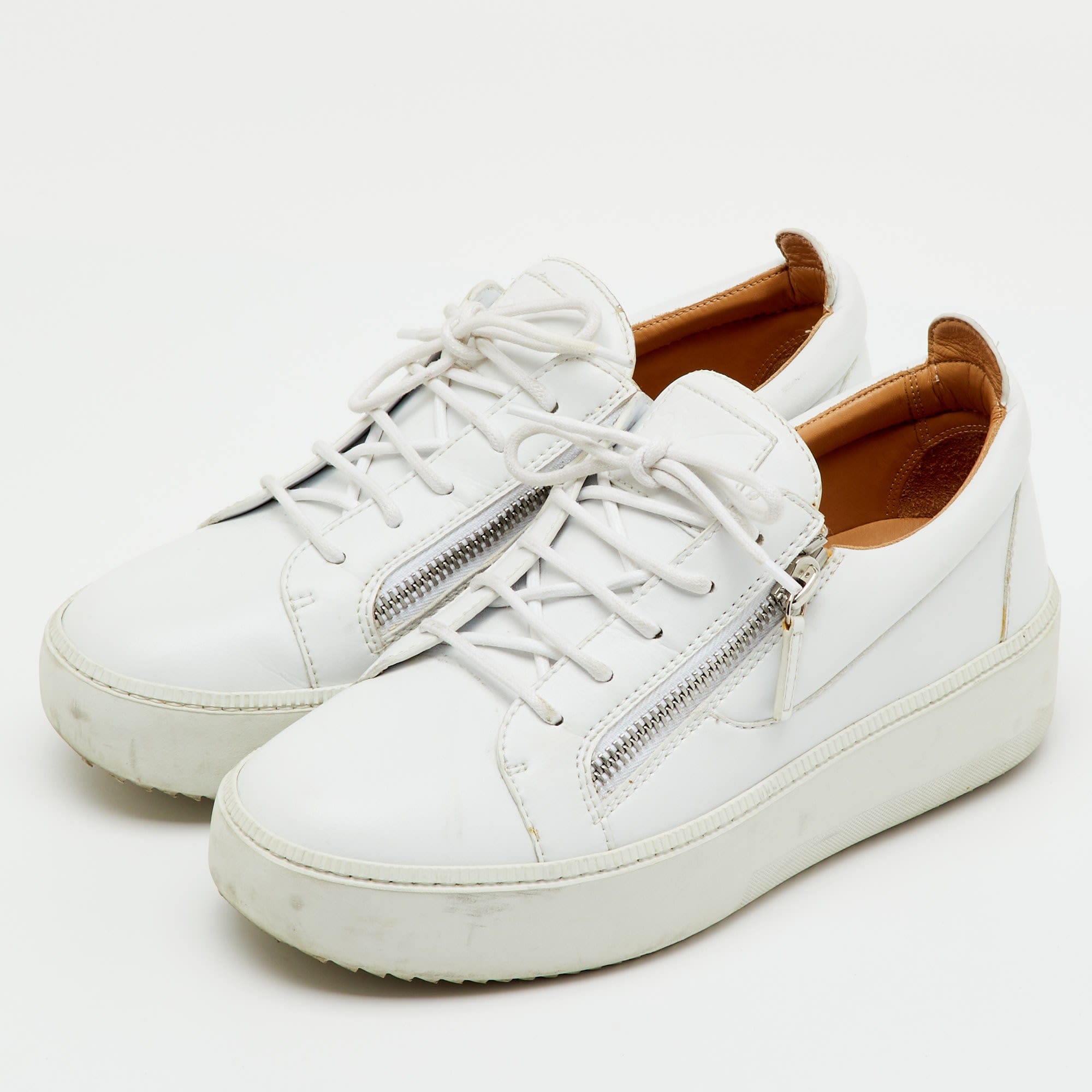 Giuseppe Zanotti White Leather Frankie Low Top Platform Sneakers