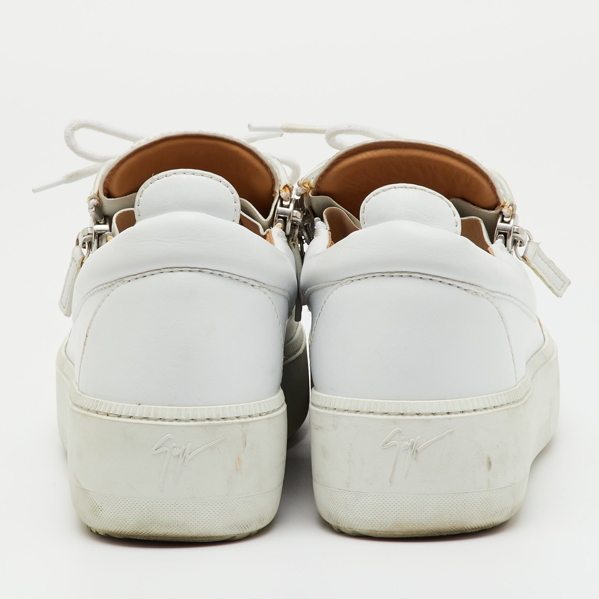 Giuseppe Zanotti White Leather Frankie Low Top Platform Sneakers