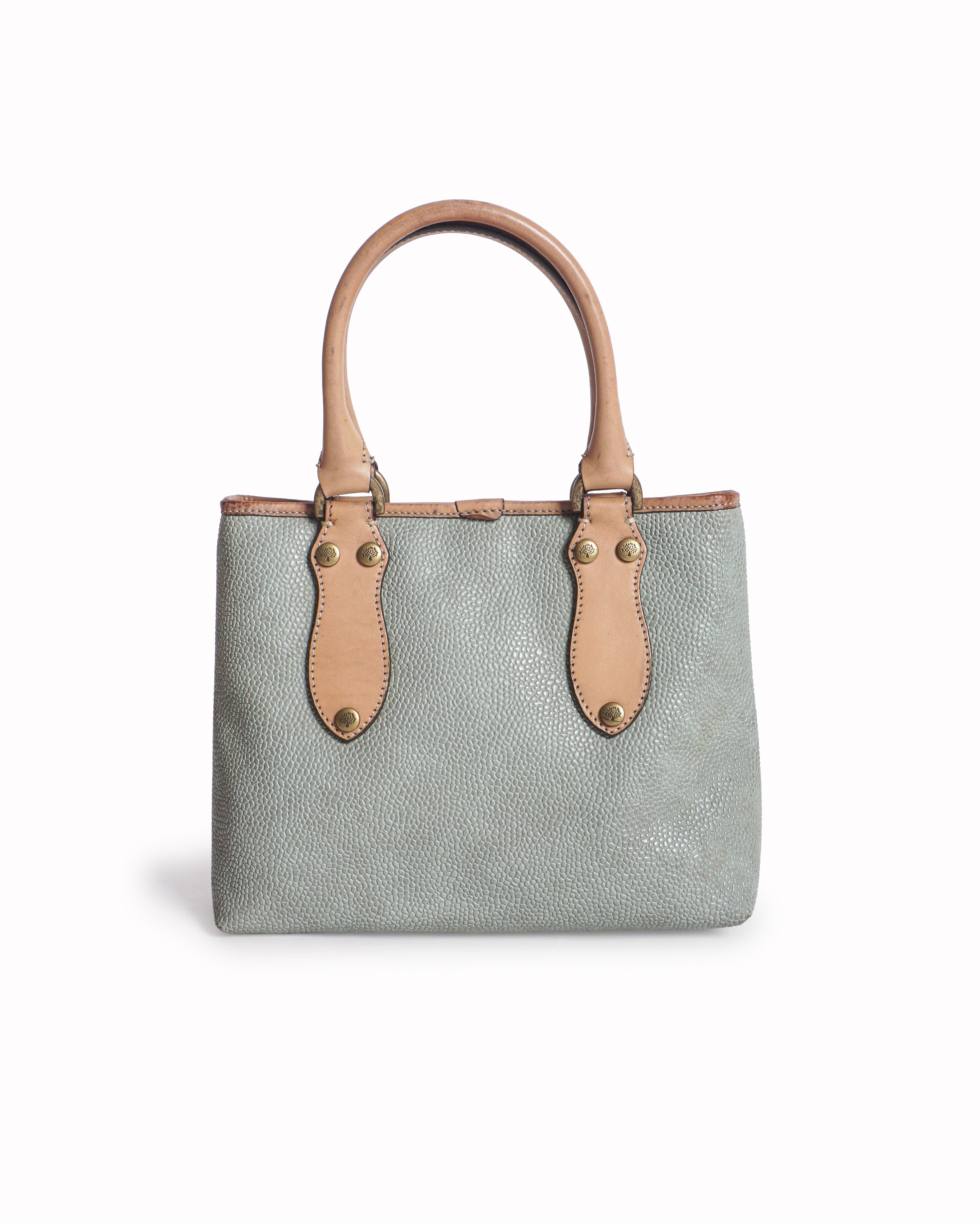Mulberry Sage Green Pebbled Leather Small Tote Bag