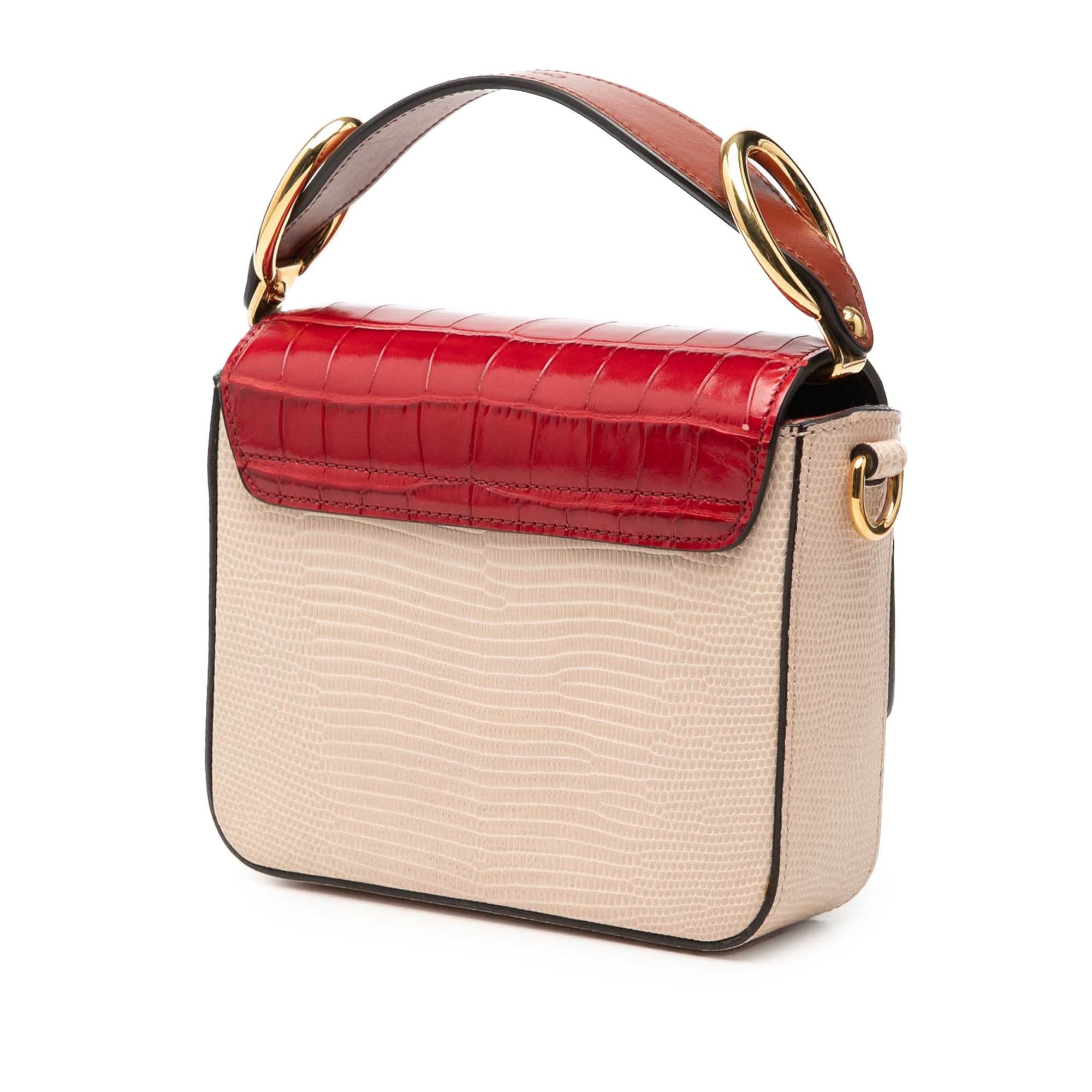 Chloé Mini Bicolor Croc Embossed Calfskin C Satchel