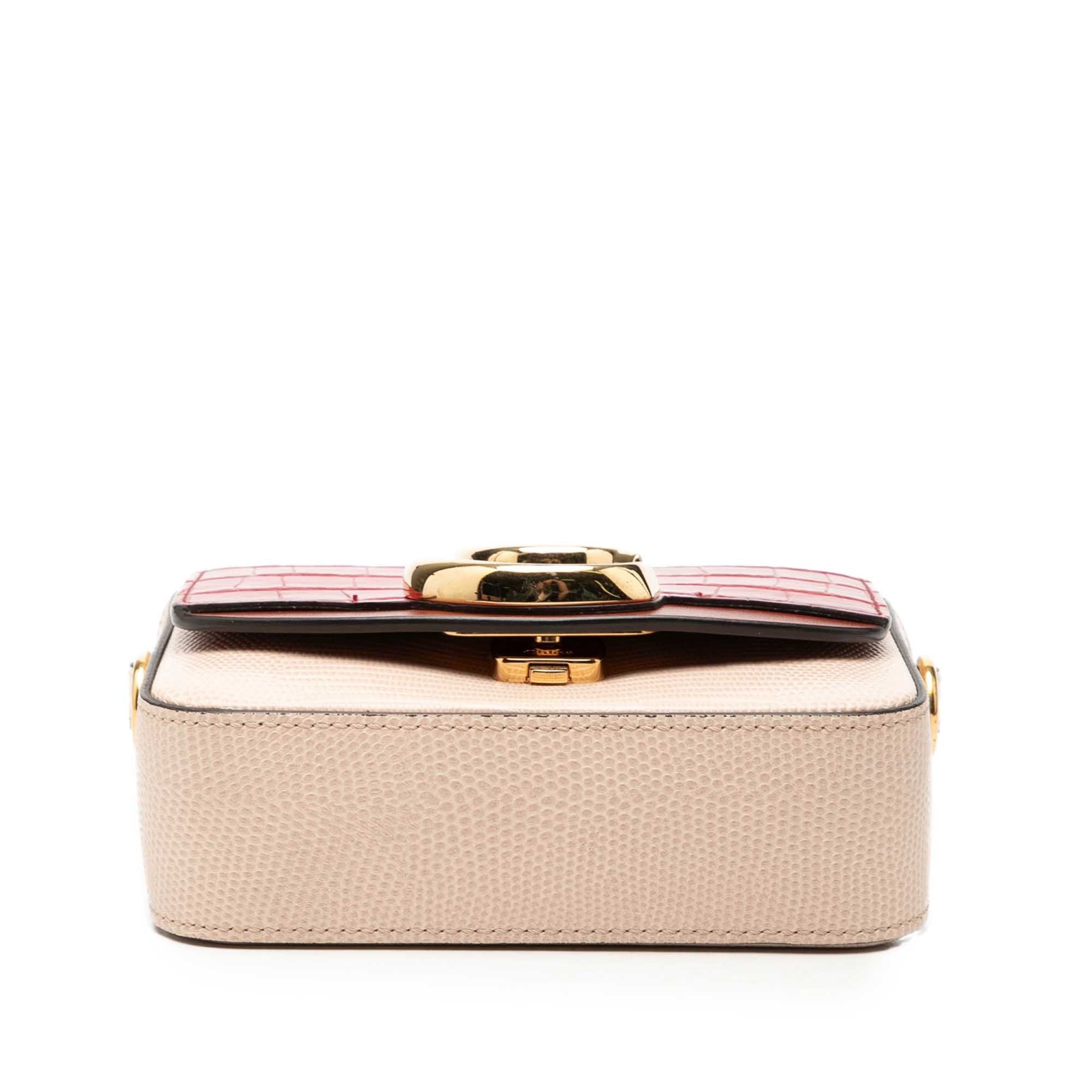 Chloé Mini Bicolor Croc Embossed Calfskin C Satchel