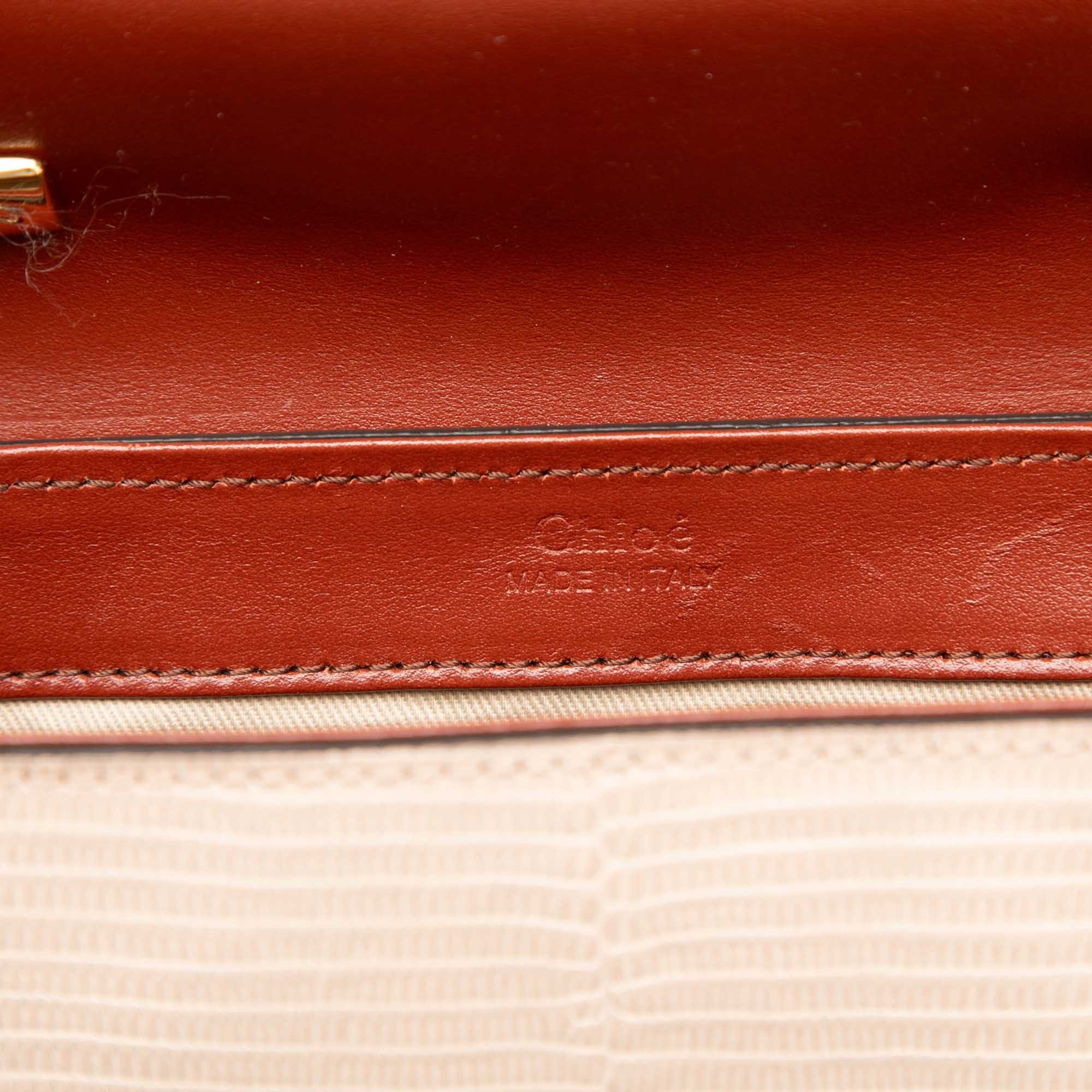 Chloé Mini Bicolor Croc Embossed Calfskin C Satchel
