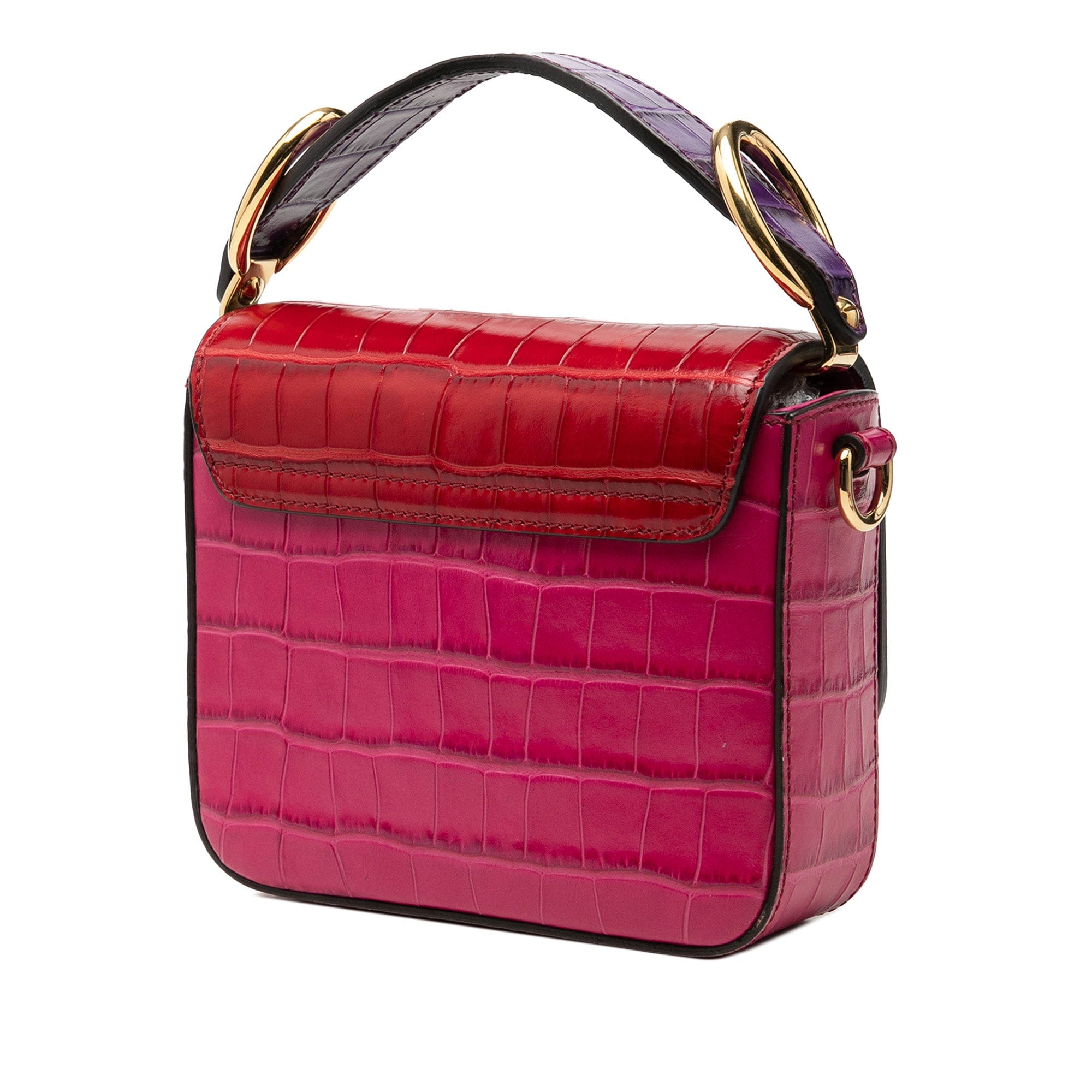 Chloé Mini Tricolor Croc Embossed Calfskin C Satchel