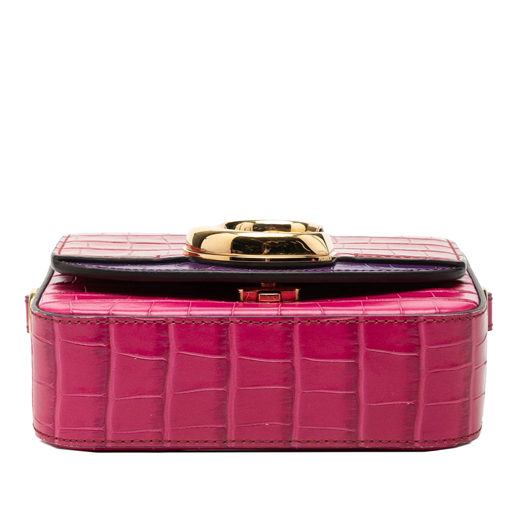 Chloé Mini Tricolor Croc Embossed Calfskin C Satchel