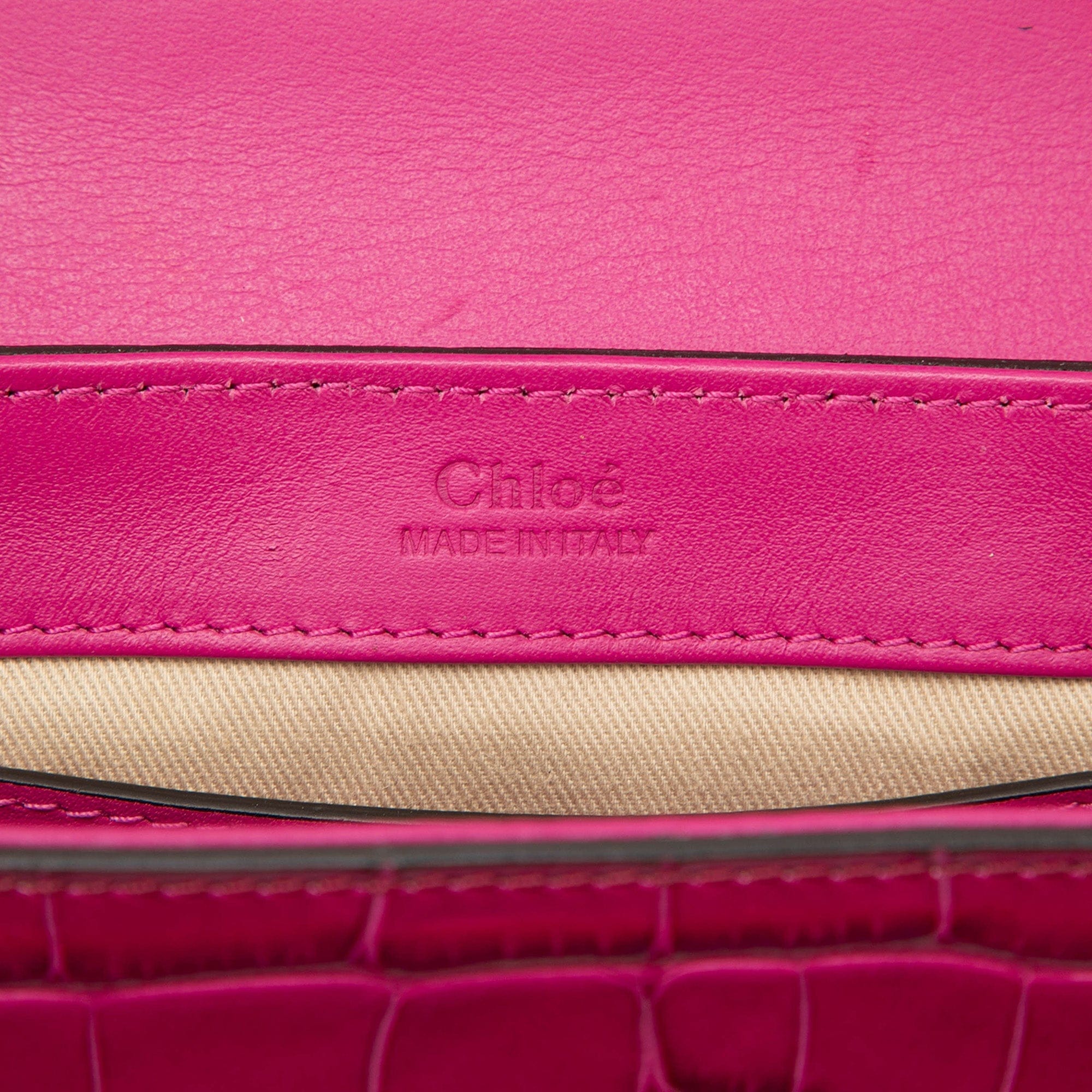 Chloé Mini Tricolor Croc Embossed Calfskin C Satchel