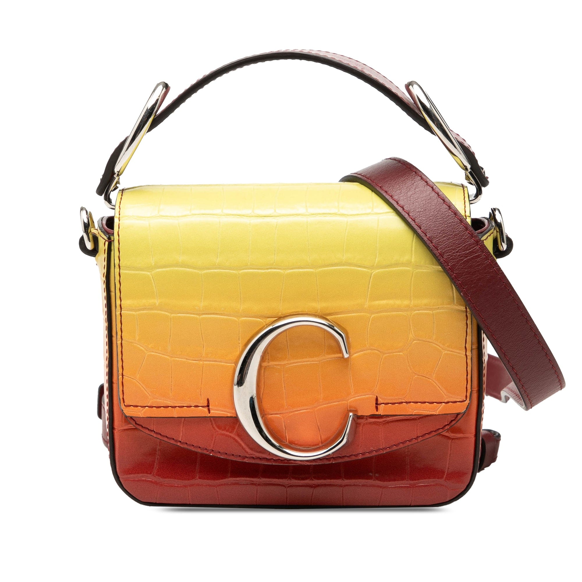 Chloé Mini Ombre Croc Embossed Leather C Satchel