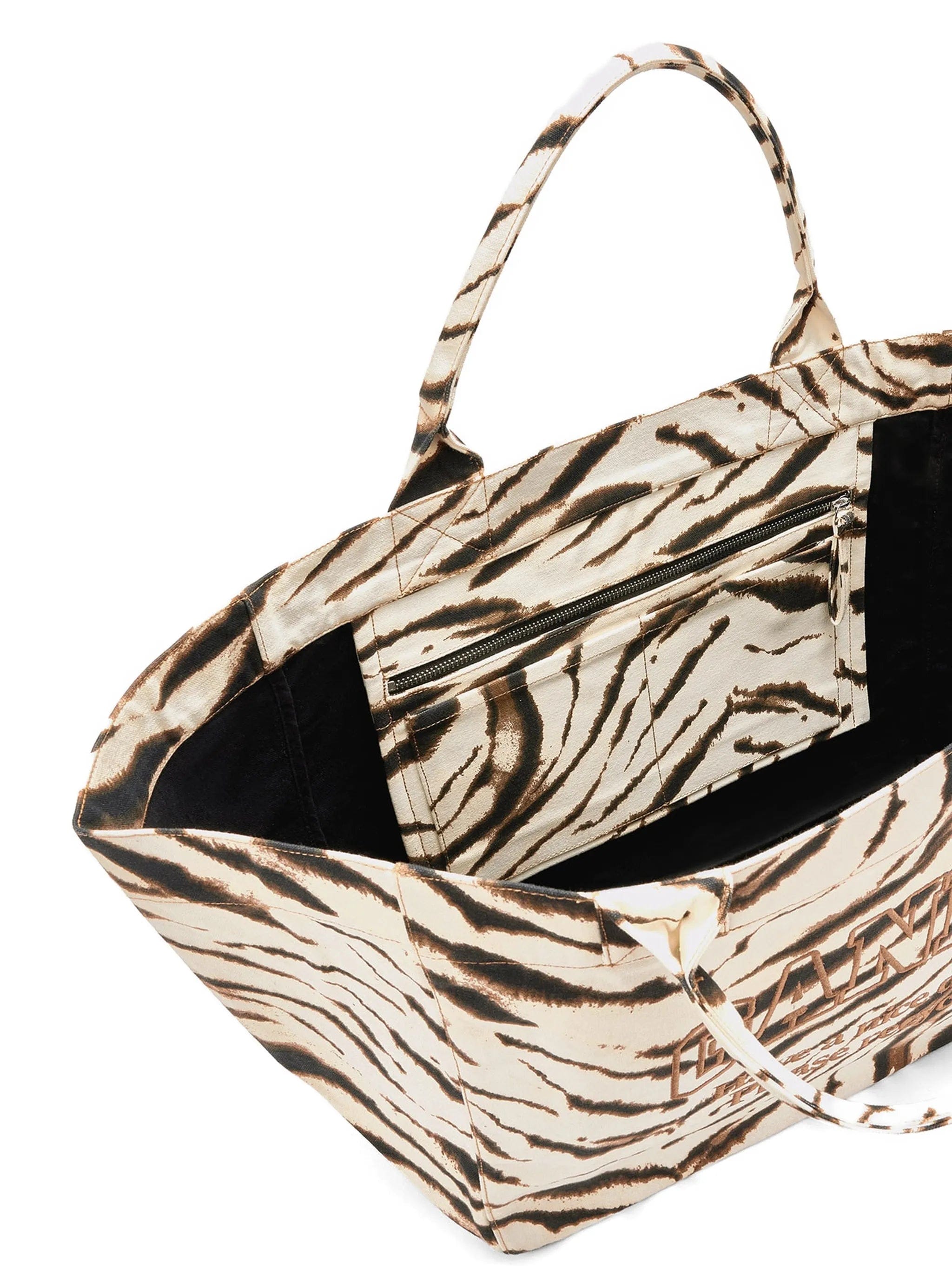 GANNI zebra - print logo - embroidered tote bag