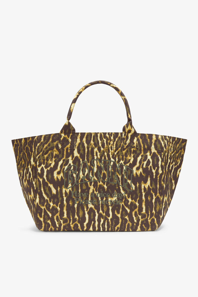 Ganni Lemon Grass Tote Xxl In Gradient Leopard