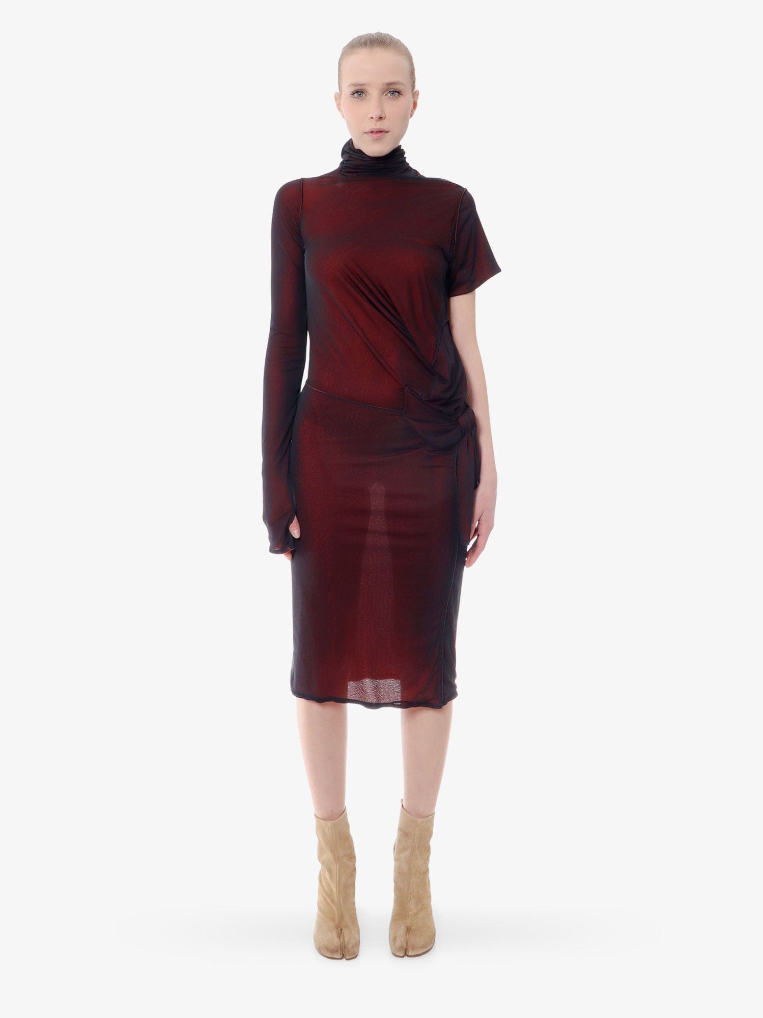 Maison Margiela Viscose dress with asymmetric sleeves