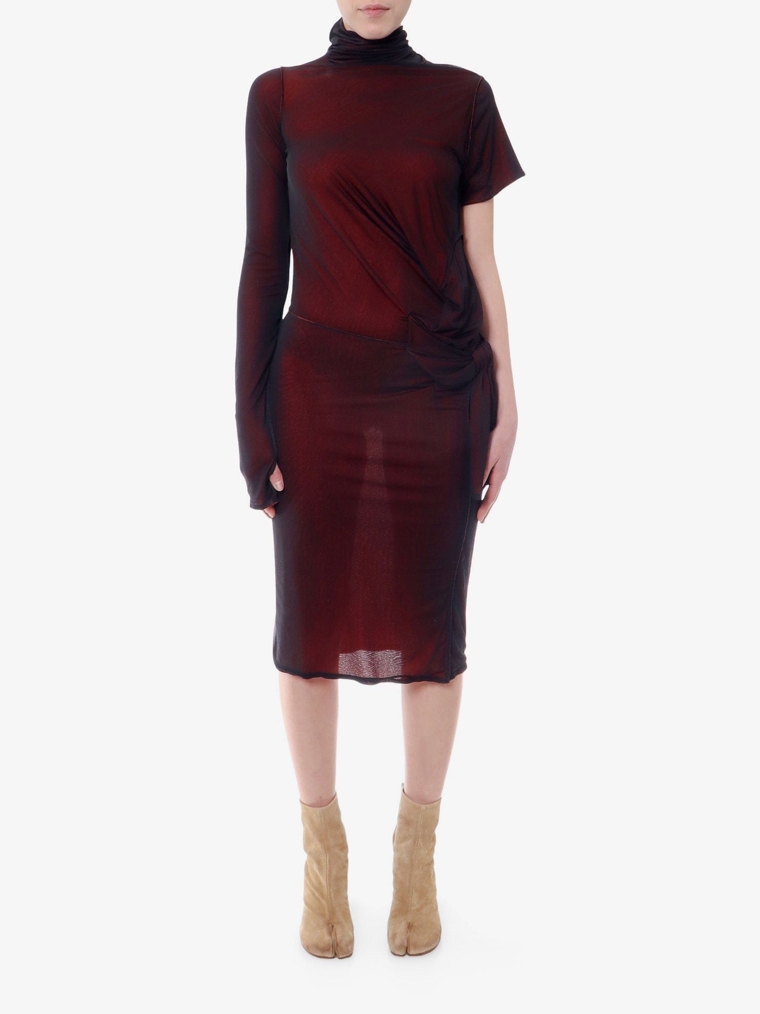 Maison Margiela Viscose dress with asymmetric sleeves