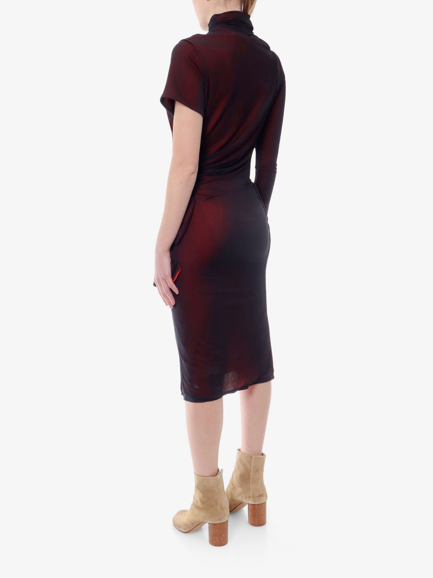 Maison Margiela Viscose dress with asymmetric sleeves