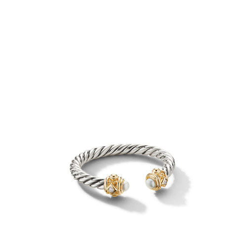 David Yurman Renaissance Ring with Pearls, 14K Yellow Gold and Diamonds, Size 7