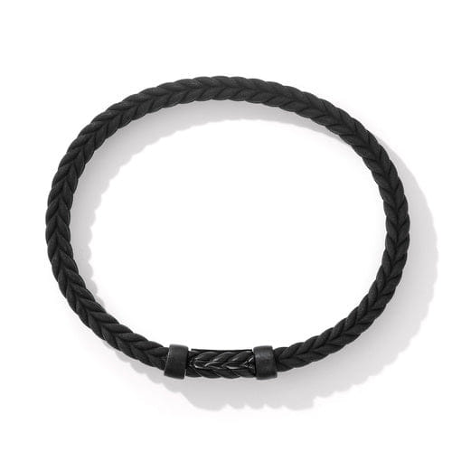 David Yurman Chevron Black Rubber Bracelet with Black Titanium, Size Medium