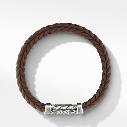 David Yurman Chevron Brown Rubber Bracelet, Size Medium