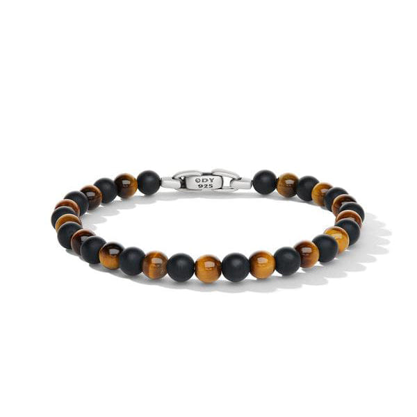 David Yurman Spiritual Beads Alternating Bracelet with Black Onyx & Tiger's Eye, Size Medium
