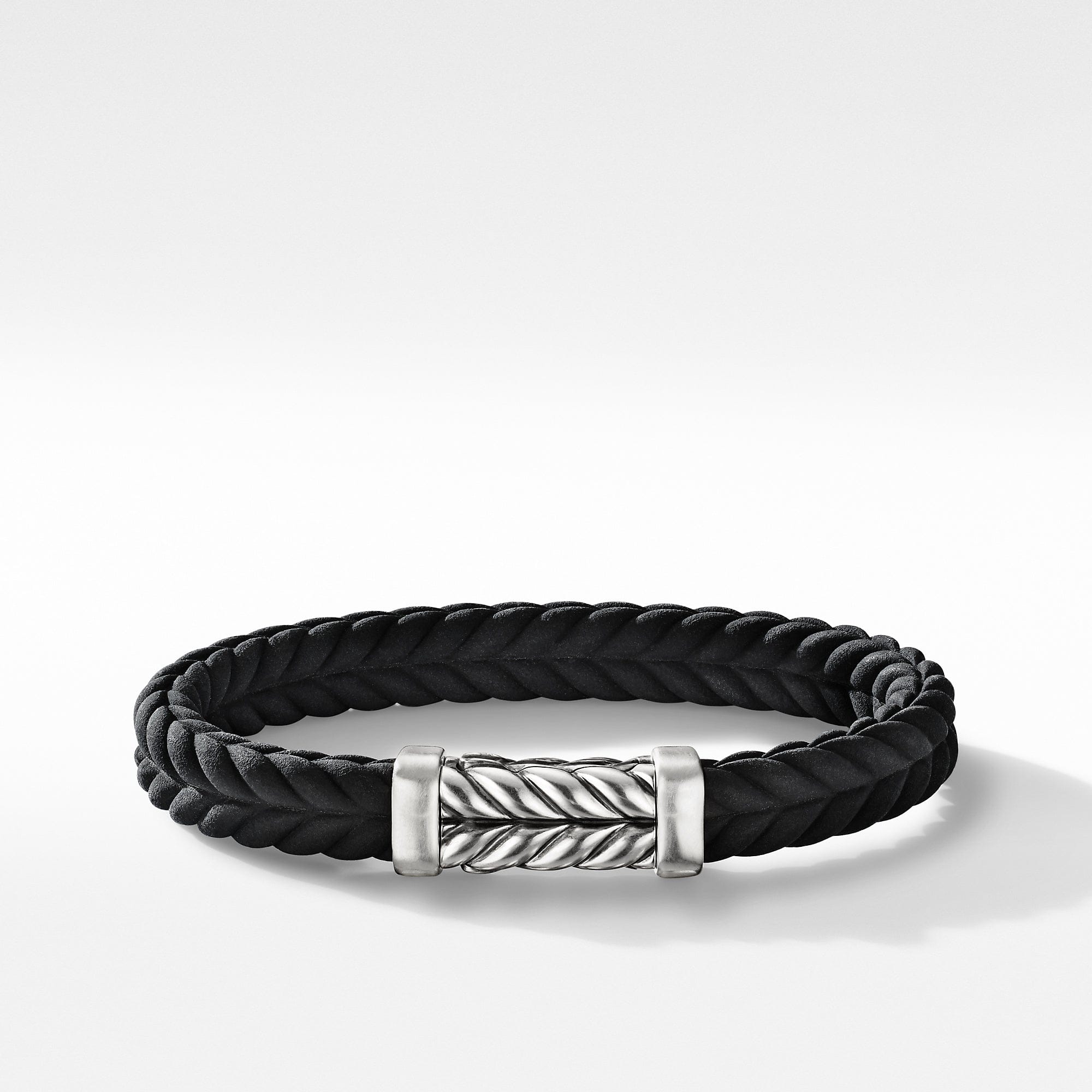 David Yurman Chevron Black Rubber Bracelet, Size Medium