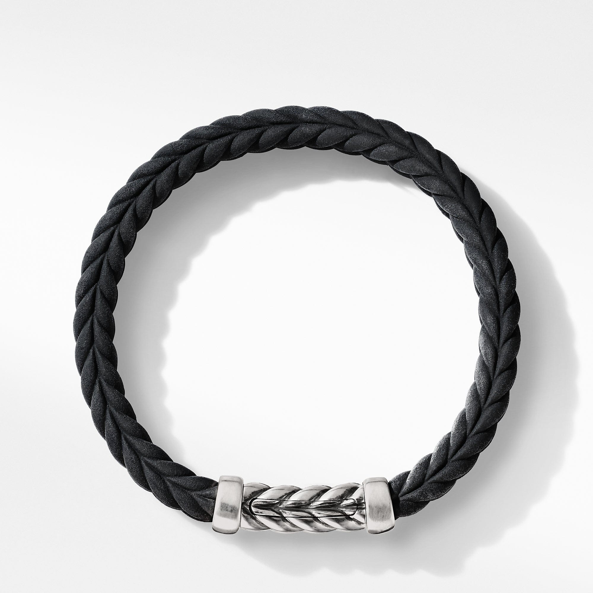 David Yurman Chevron Black Rubber Bracelet, Size Medium