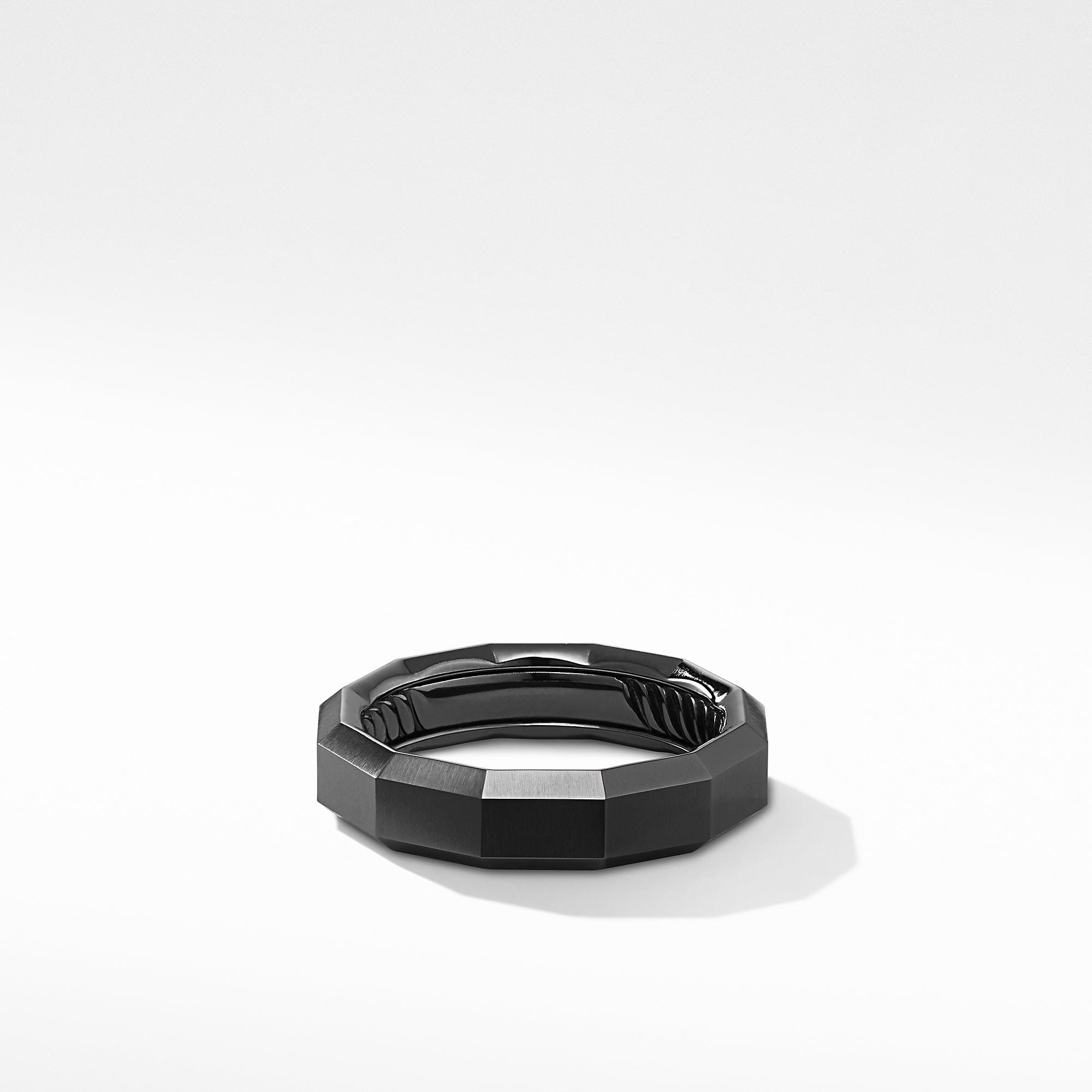 David Yurman Faceted Band Ring in Black Titanium, Size 10
