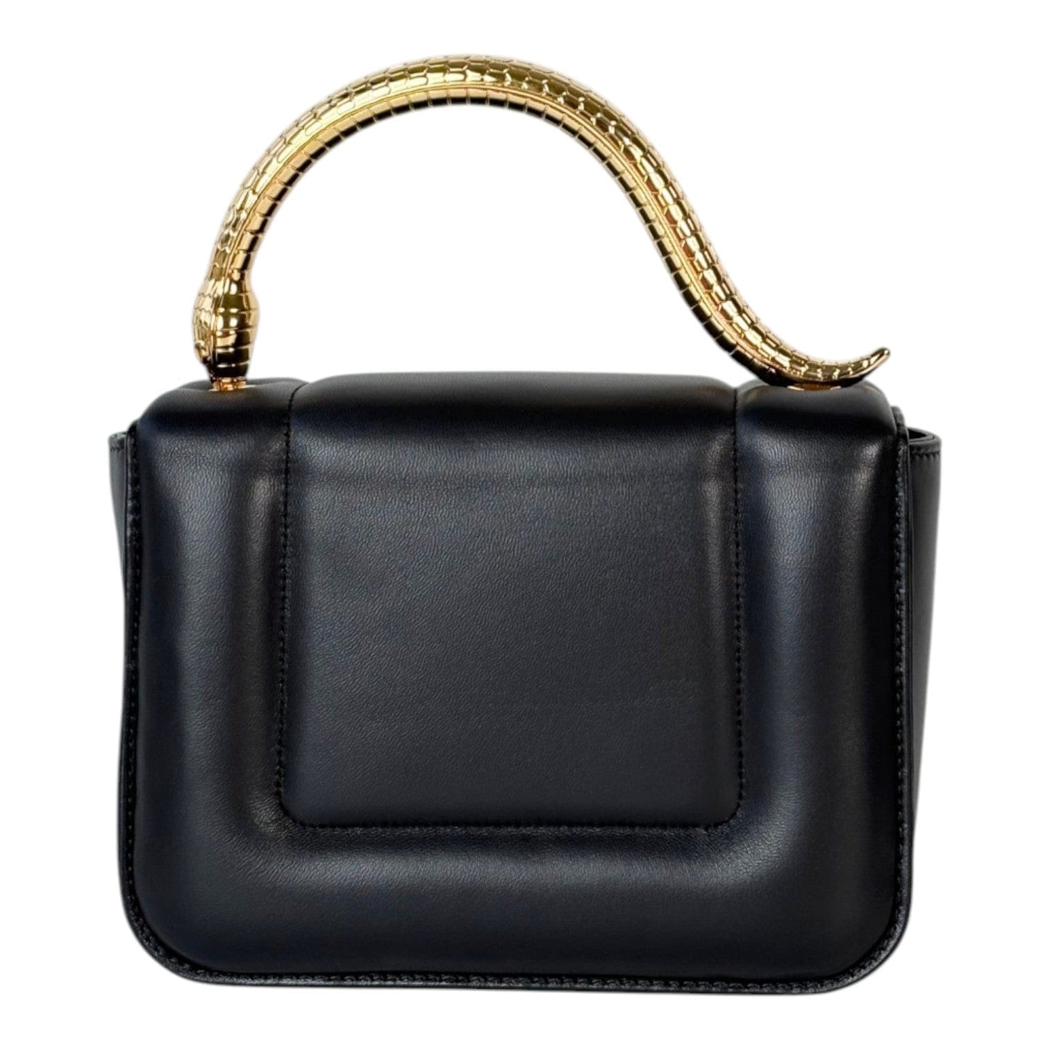 Bulgari Bvlgari x Mary Katrantzou Black Serpenti Bag with Top Handle in Nappa Lambskin with Gold Hardware