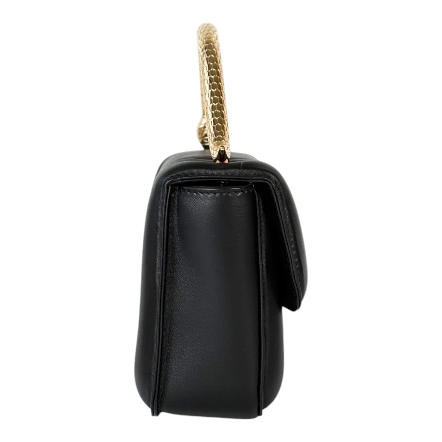 Bulgari Bvlgari x Mary Katrantzou Black Serpenti Bag with Top Handle in Nappa Lambskin with Gold Hardware
