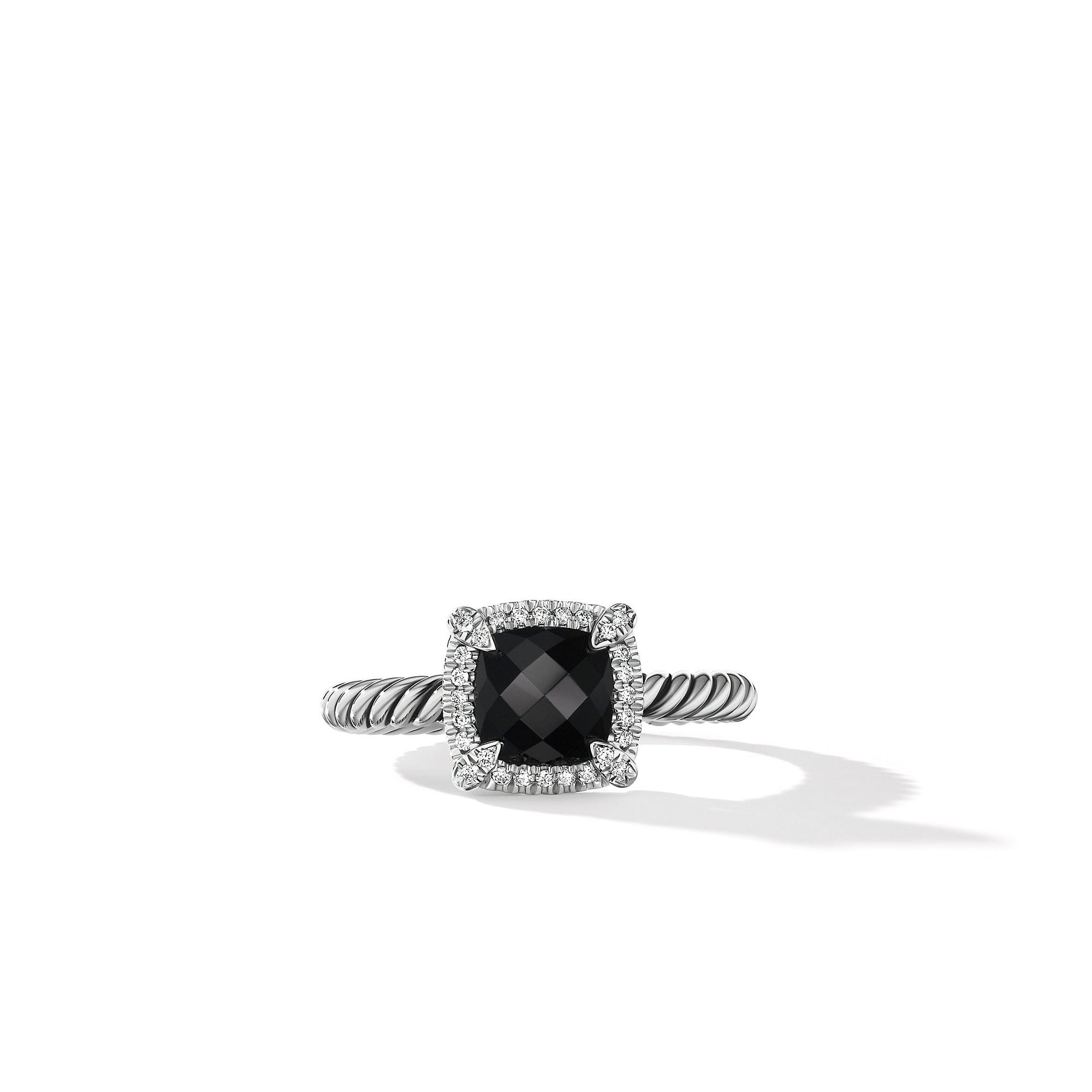 David Yurman Petite Chatelaine Pave Bezel Ring with Black Onyx and Diamonds - R14202DSSABODI6