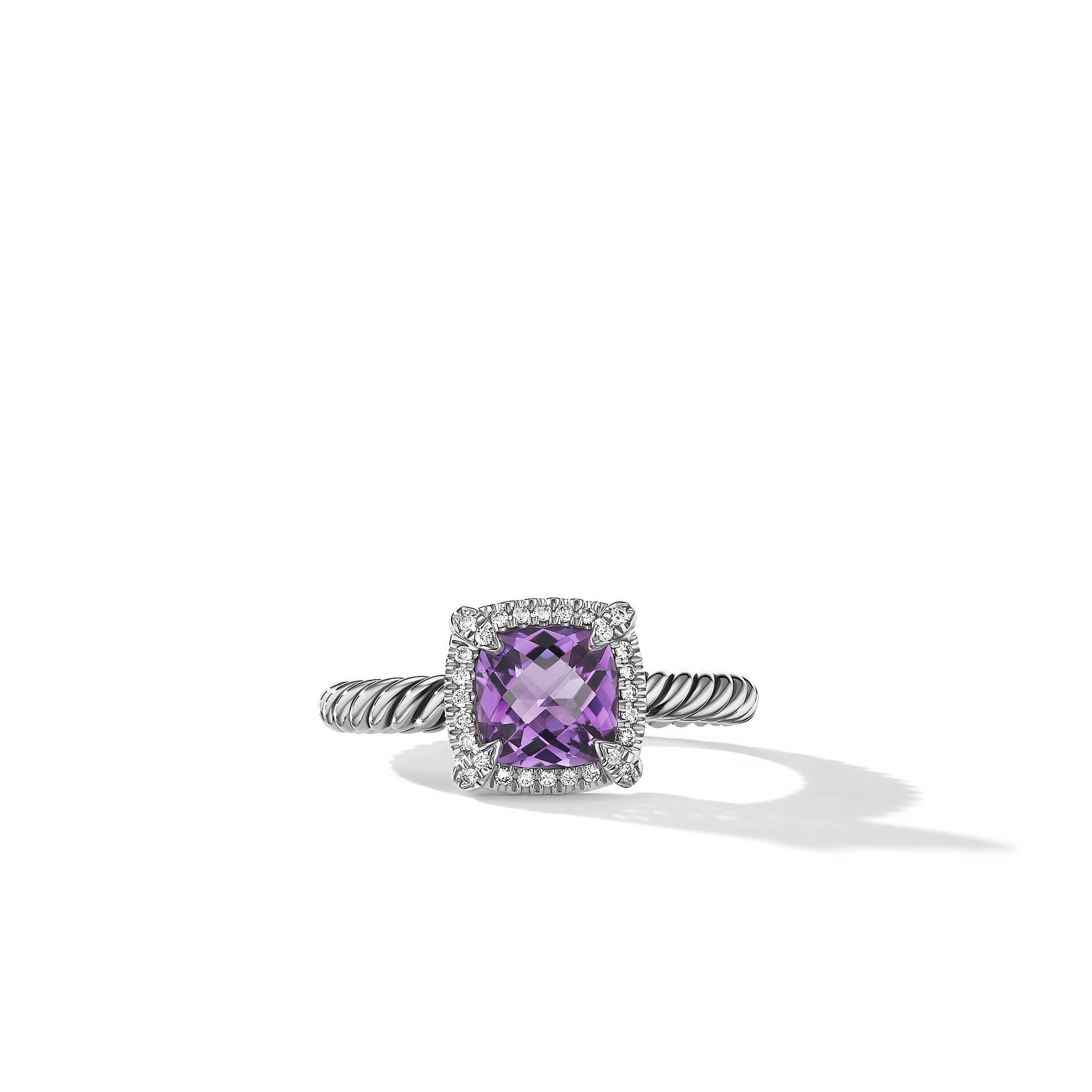David Yurman Petite Chatelaine Pave Bezel Ring with Amethyst and Diamonds - R14202DSSAAMDI6