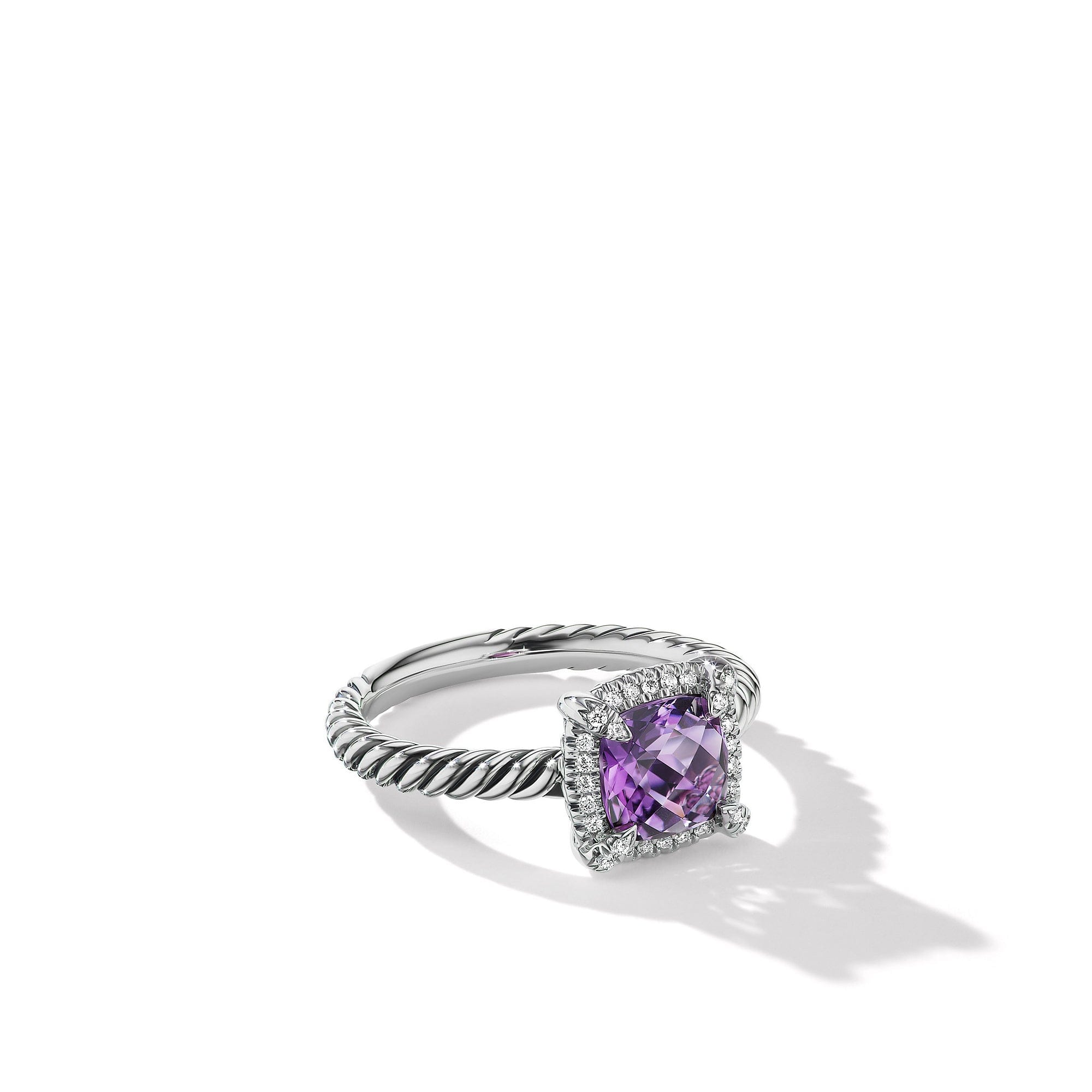 David Yurman Petite Chatelaine Pave Bezel Ring with Amethyst and Diamonds - R14202DSSAAMDI6