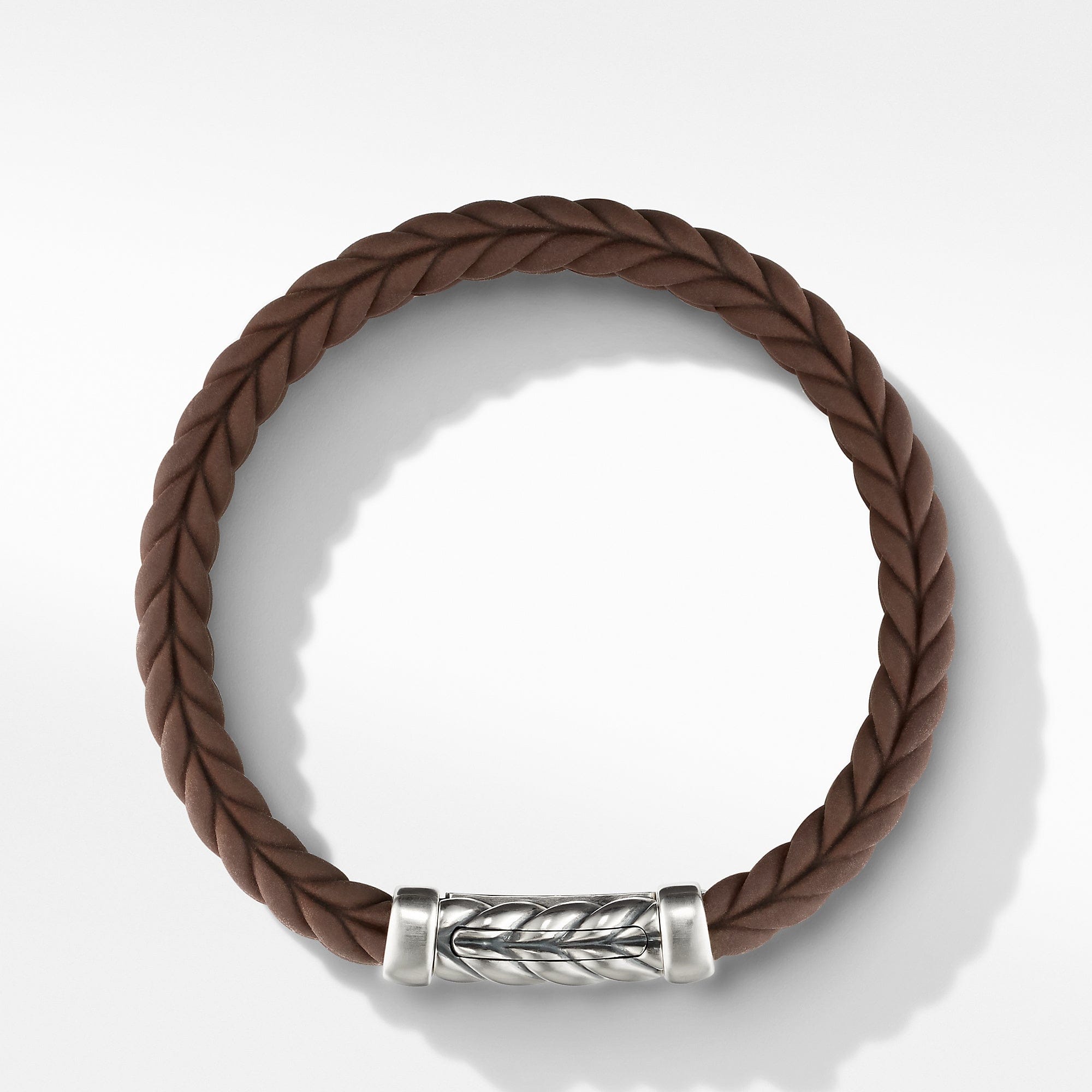 David Yurman Chevron Brown Rubber Link Bracelet - B25572MSSBRNRBRM