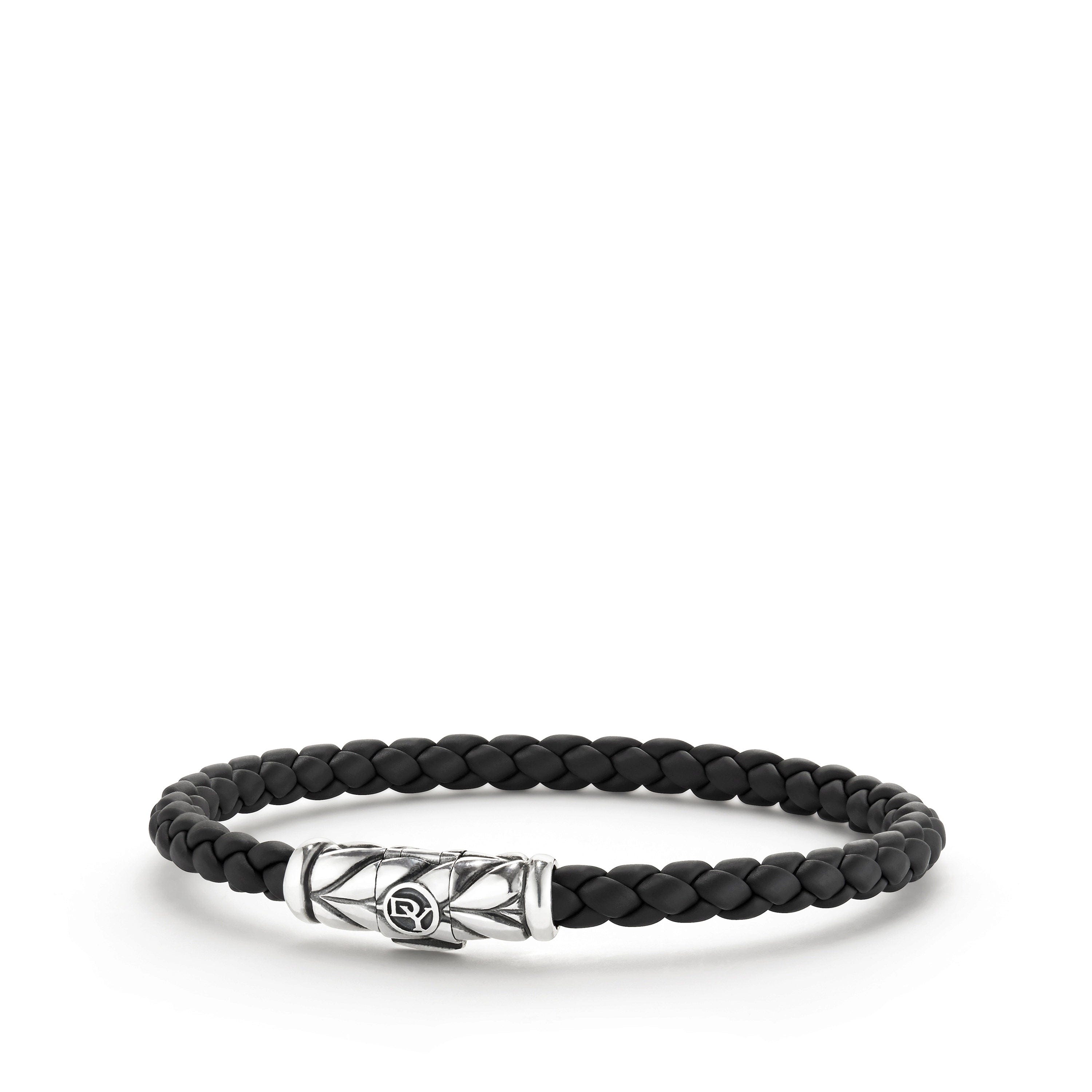 David Yurman Chevron Woven Rubber Bracelet in Black - B05754MSSRBRBLK85