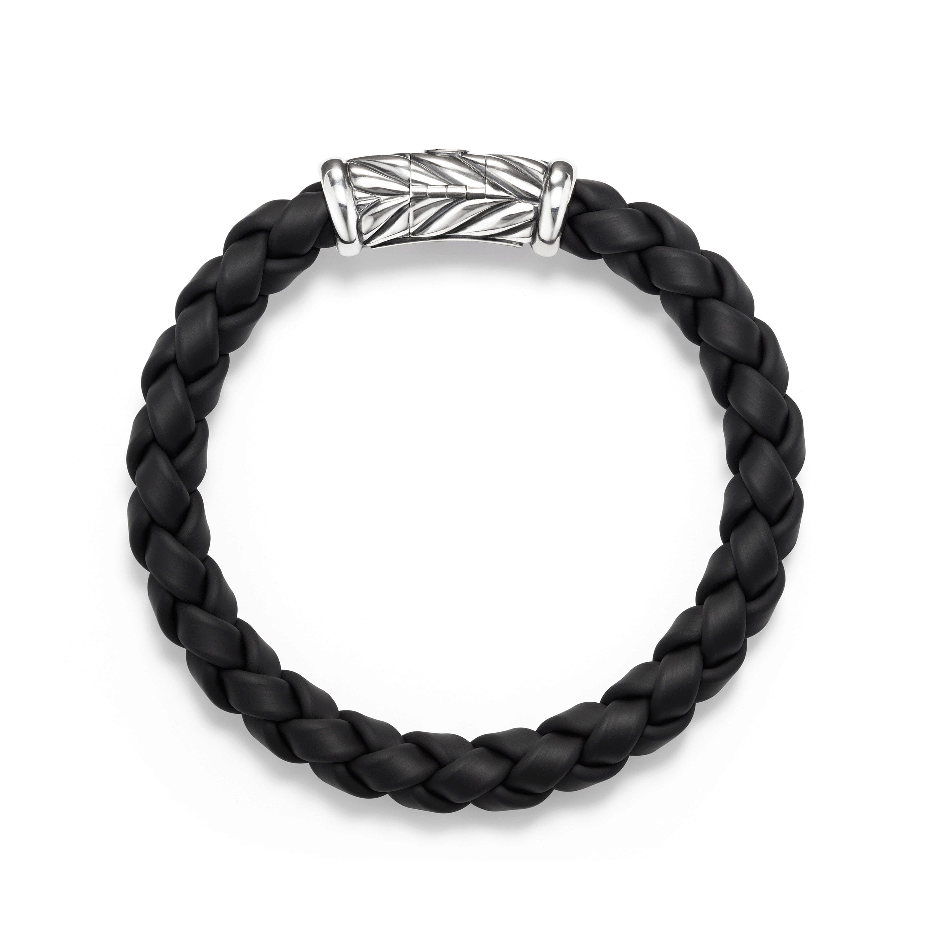 David Yurman Chevron Rubber Weave Bracelet in Black - B05524MSSRBRBLK85