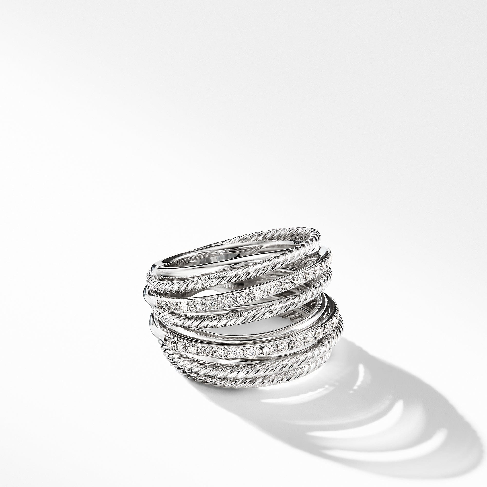 David Yurman Crossover Wide Ring with Diamonds - R14622DSSADI
