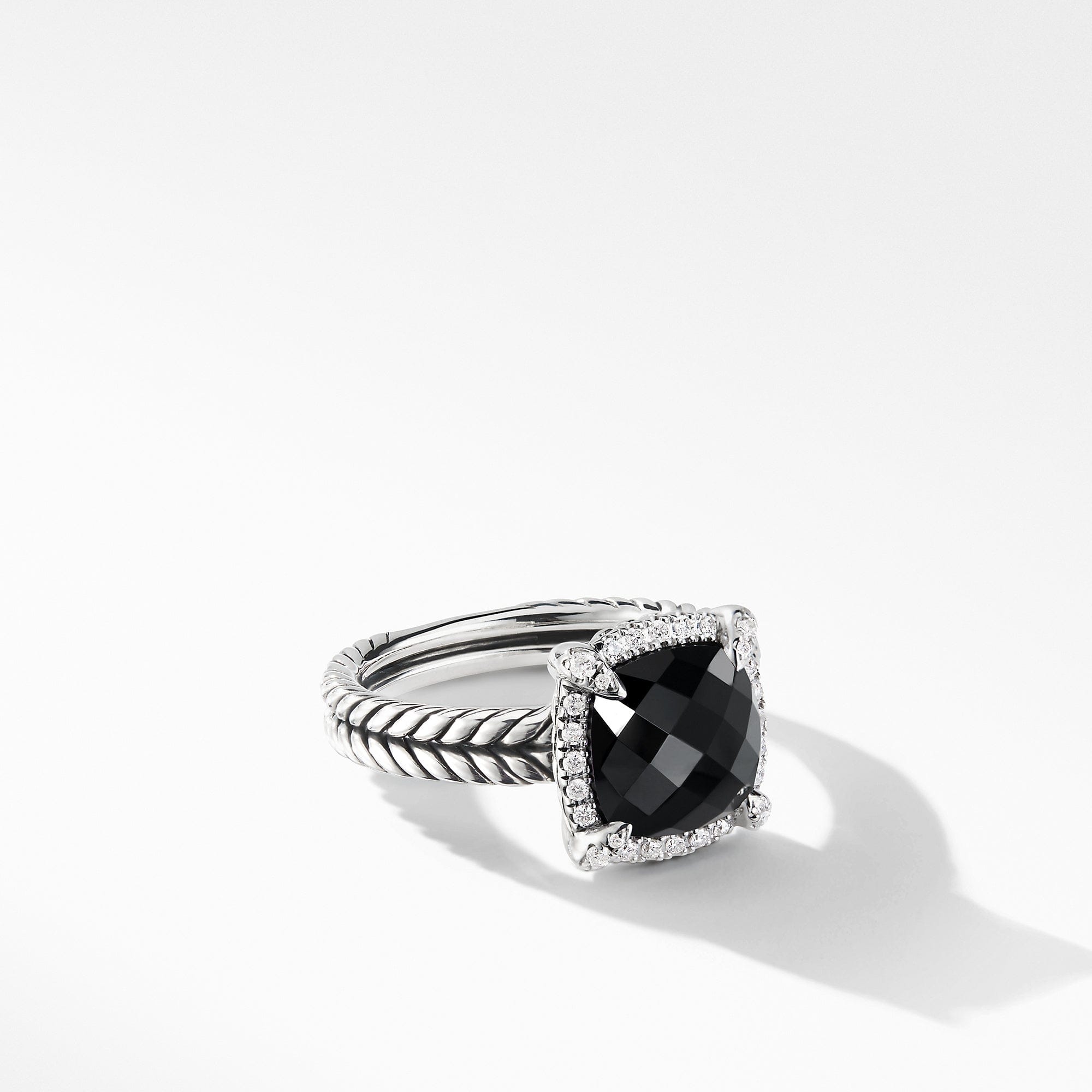 David Yurman Chatelaine Pave Bezel Ring with Black Onyx and Diamonds, 9 mm - R12747DSSABODI