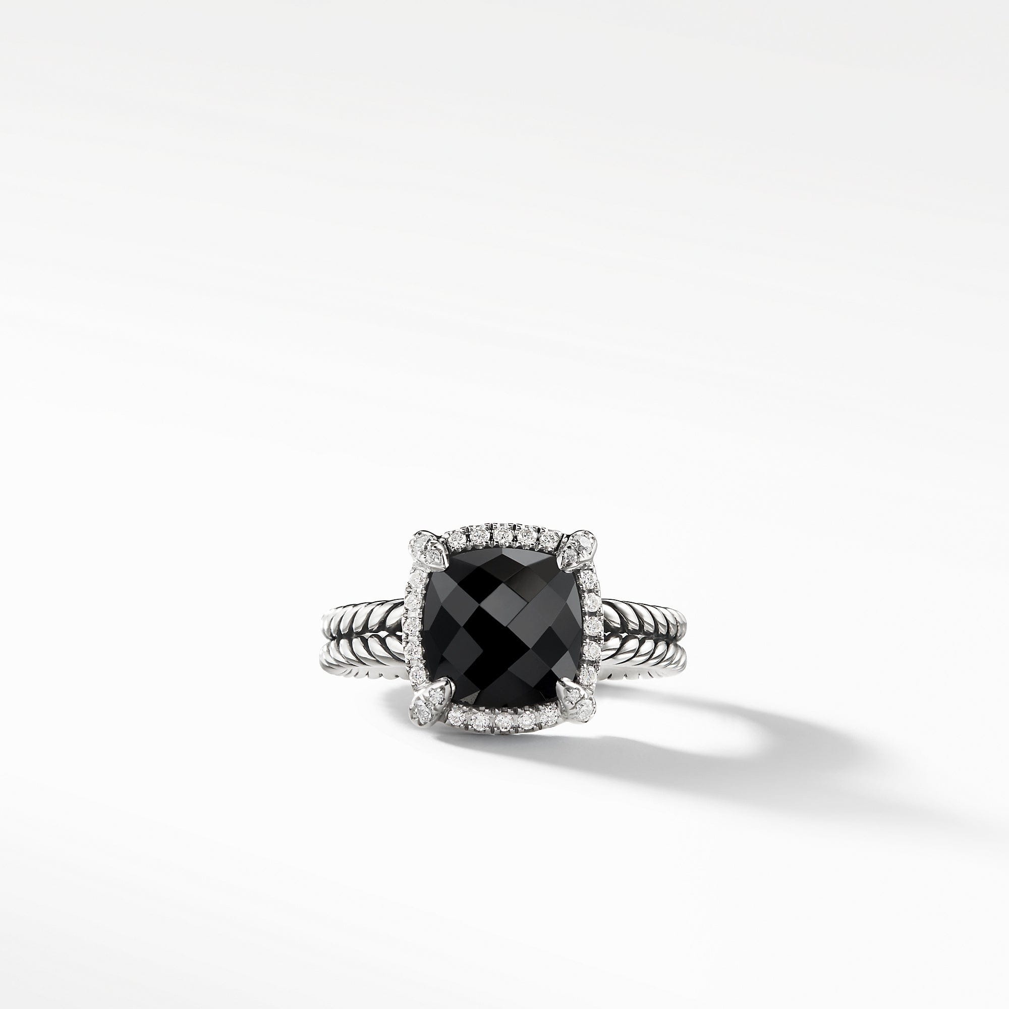 David Yurman Chatelaine Pave Bezel Ring with Black Onyx and Diamonds, 9 mm - R12747DSSABODI