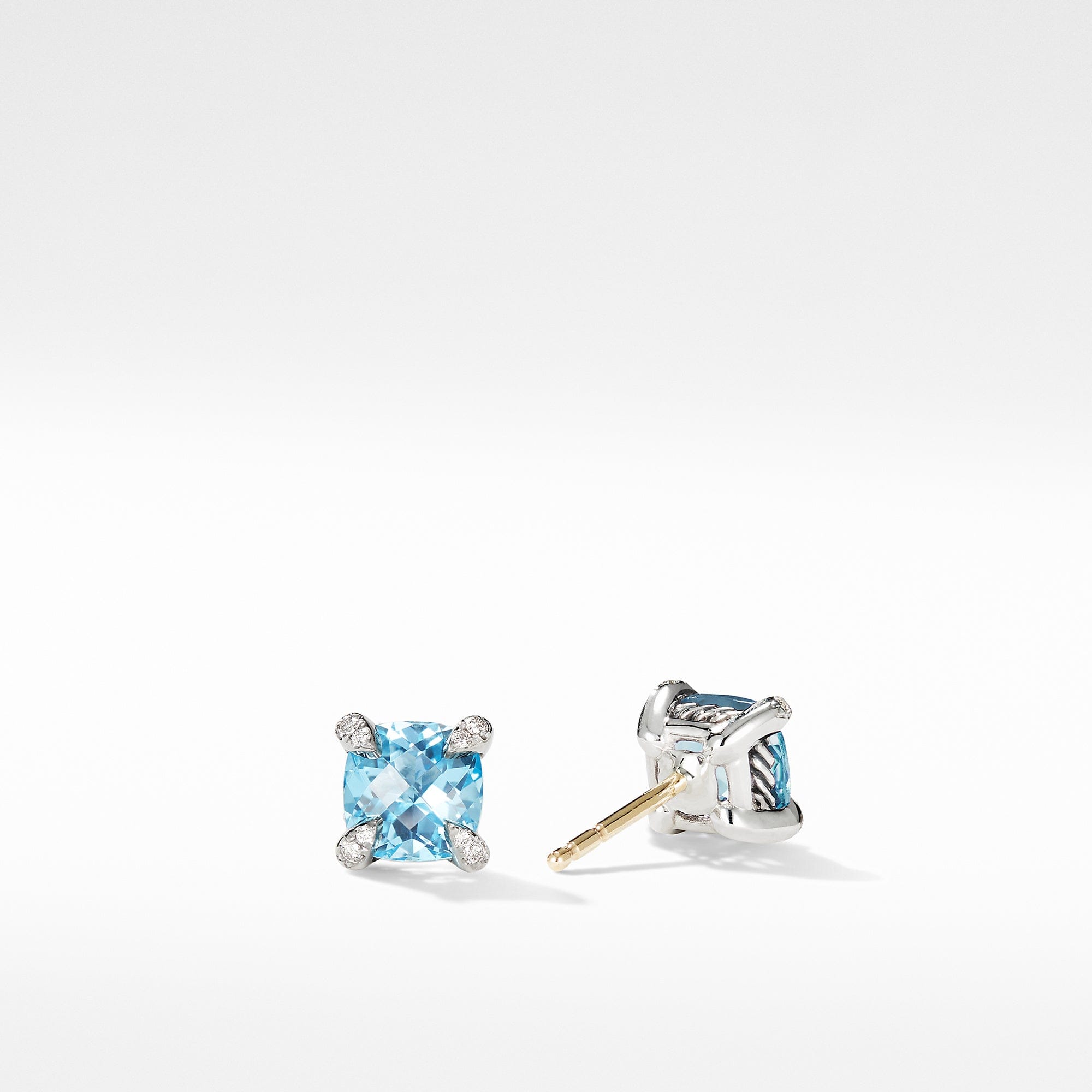 David Yurman Petite Chatelaine Stud Earrings with Blue Topaz - E16330DSSABTDI