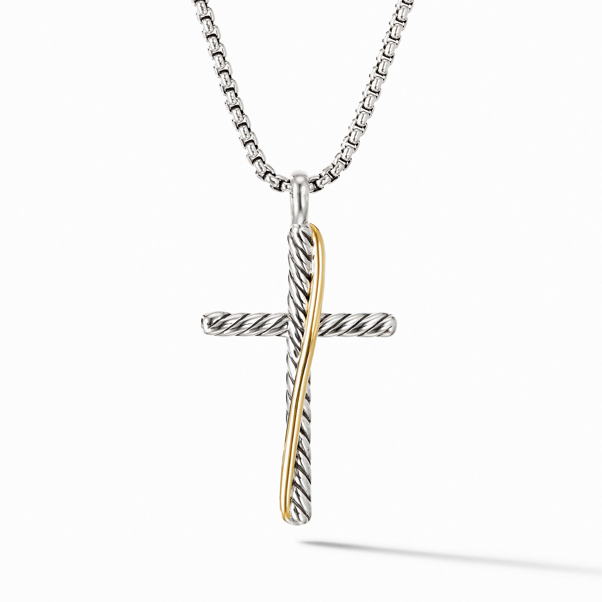 David Yurman Crossover Cross Necklace with 18K Yellow Gold - N07374 S817
