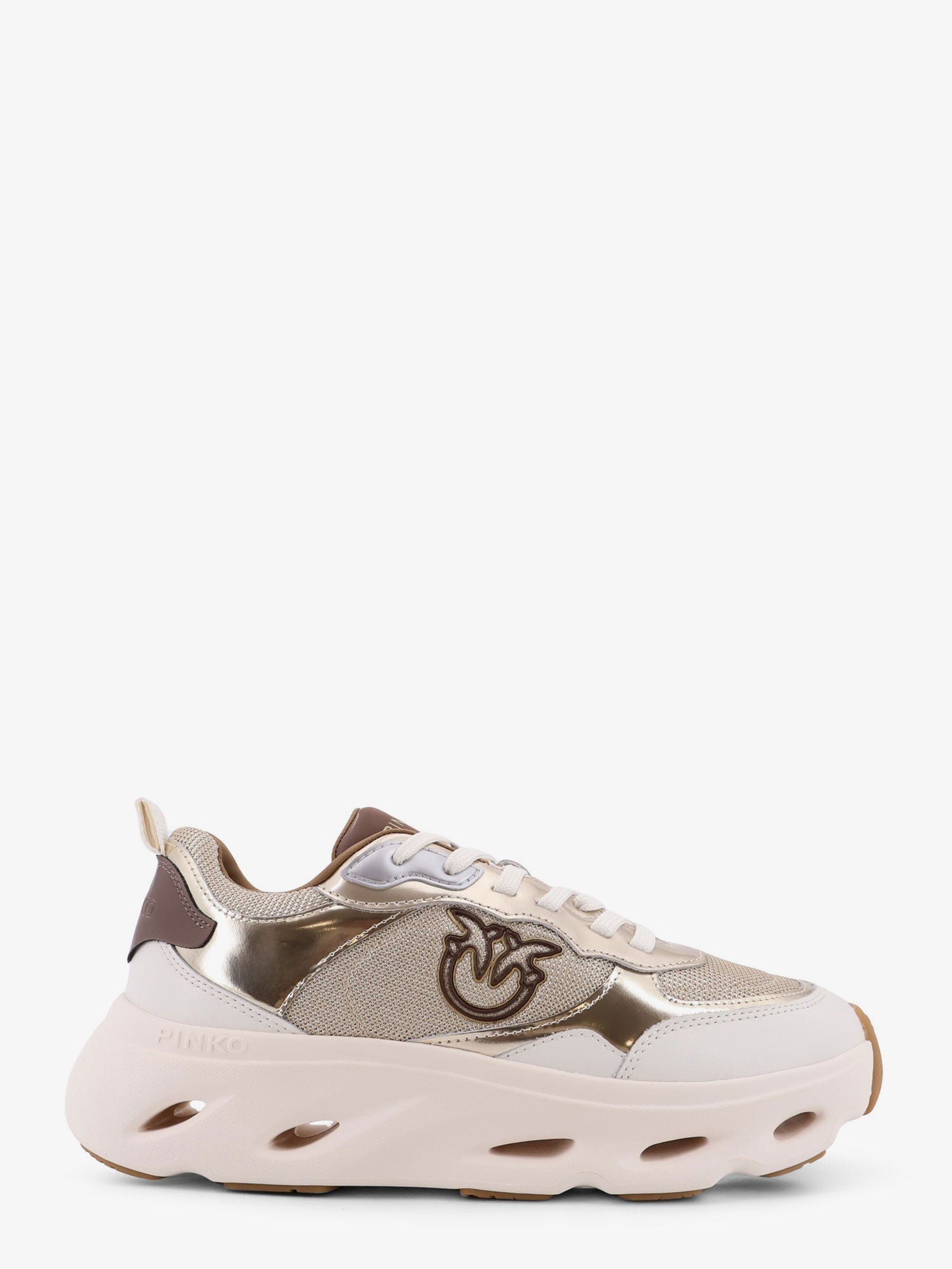 PINKO Pink leather sneakers with nylon inserts