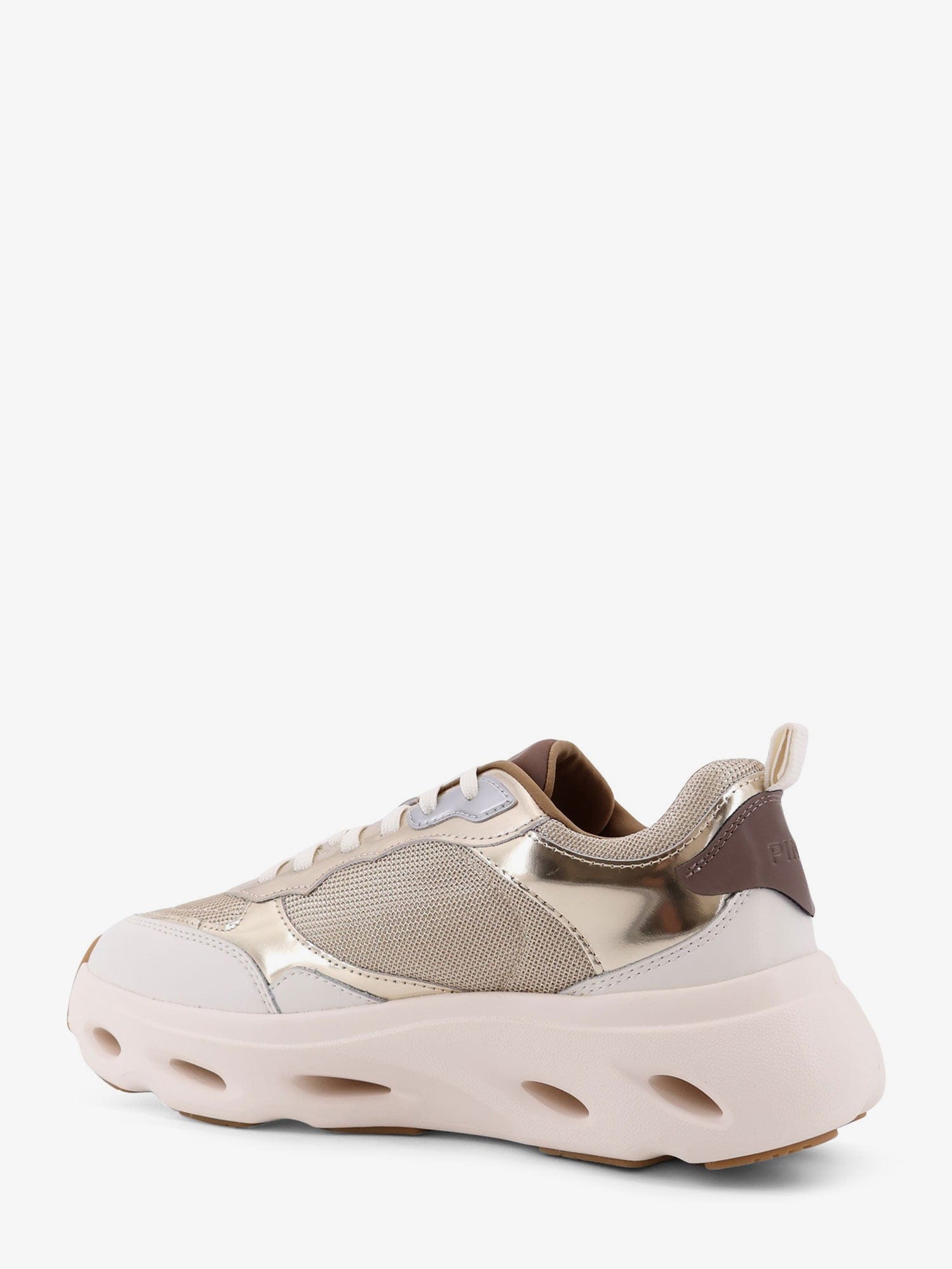 PINKO Pink leather sneakers with nylon inserts