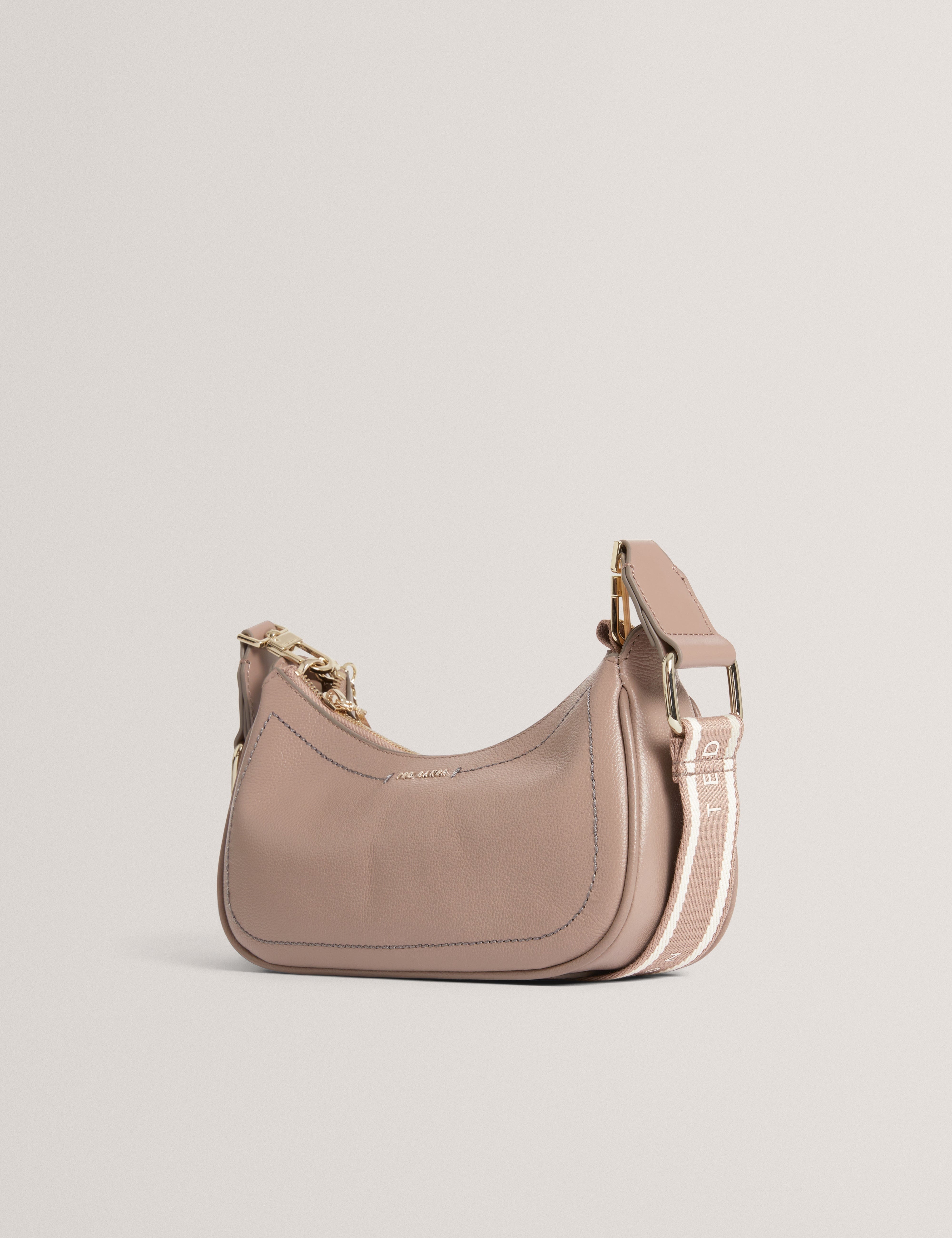Ted Baker Laarna Webbing Small Leather Shoulder Bag Taupe