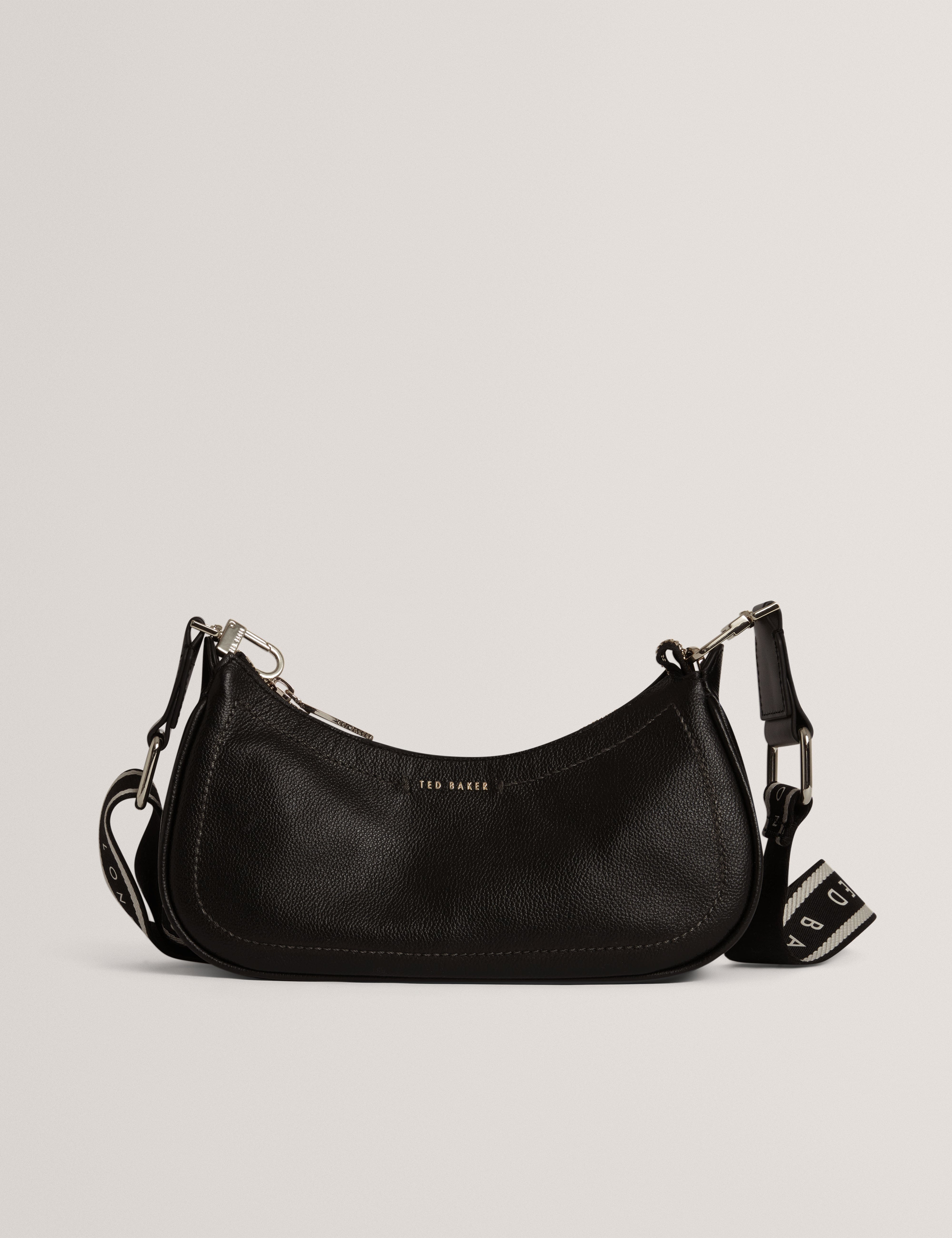 Ted Baker Laarna Webbing Small Leather Shoulder Bag Black