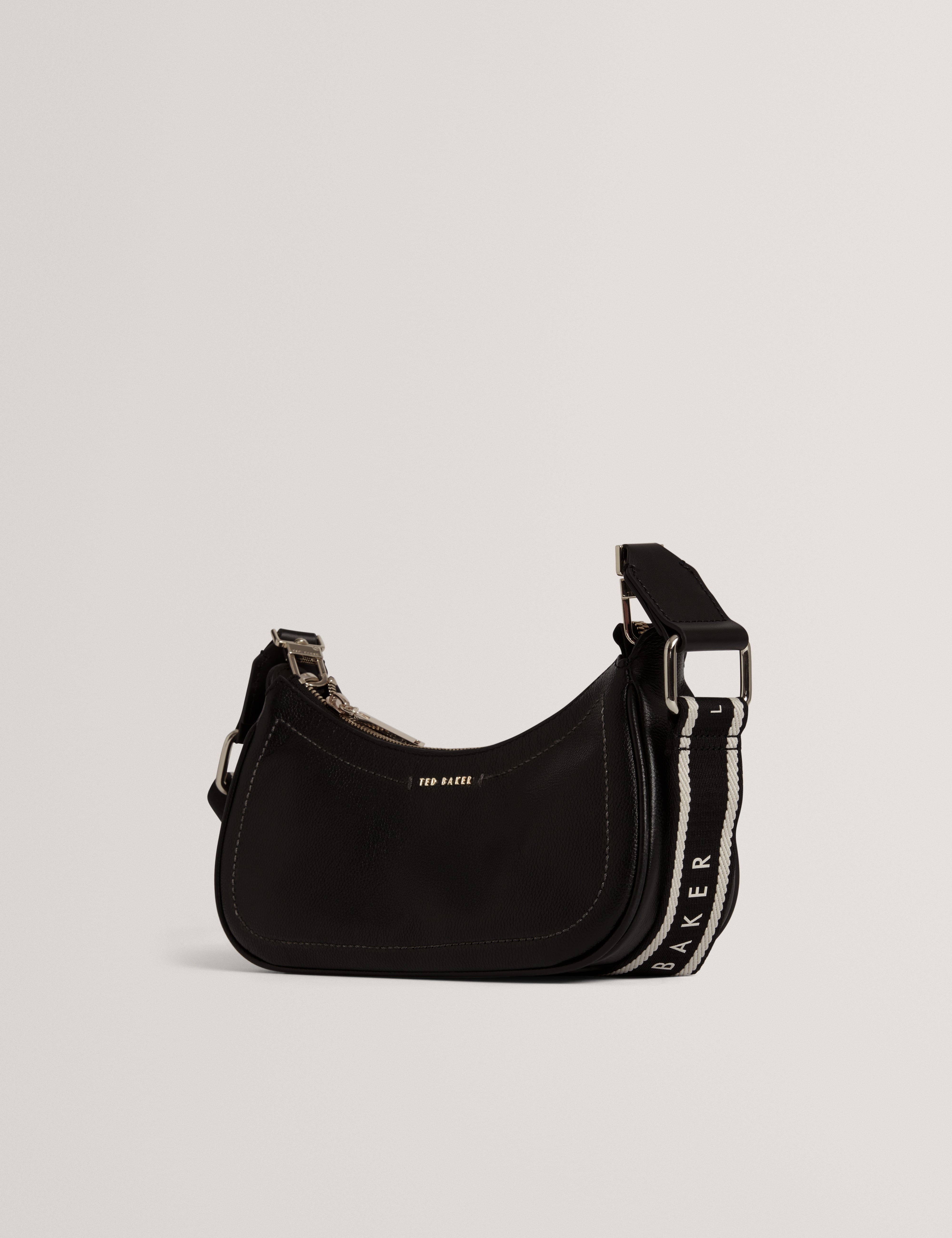 Ted Baker Laarna Webbing Small Leather Shoulder Bag Black