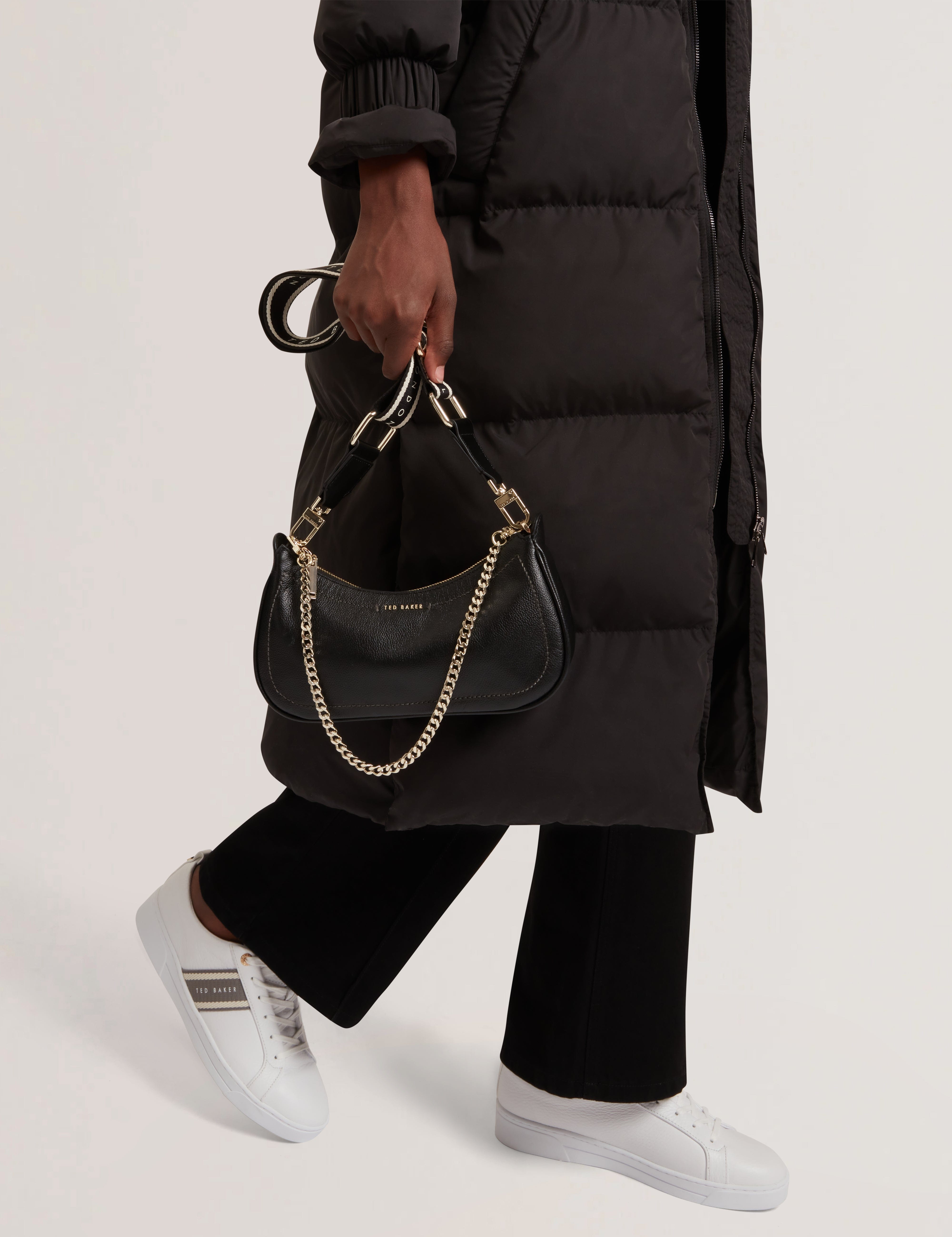 Ted Baker Laarna Webbing Small Leather Shoulder Bag Black