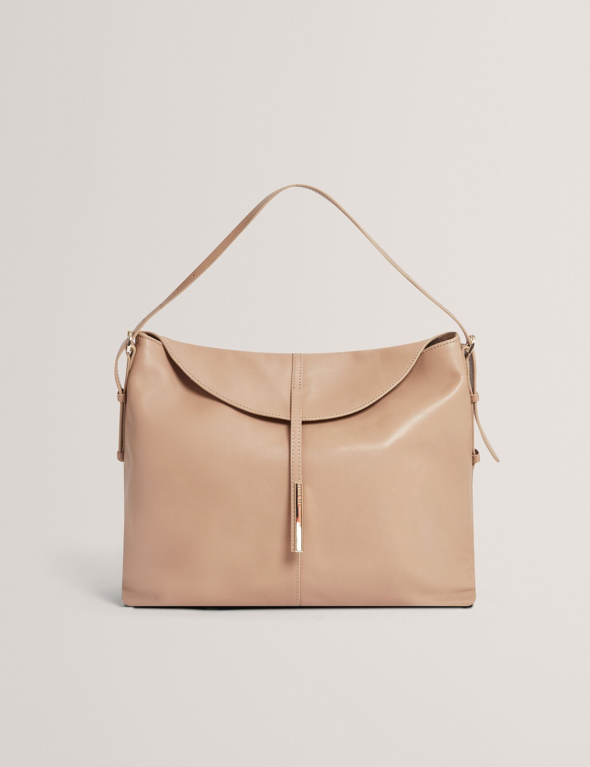 Ted Baker Rysann Bar Detail Slouch Leather Shoulder Bag Camel Women's