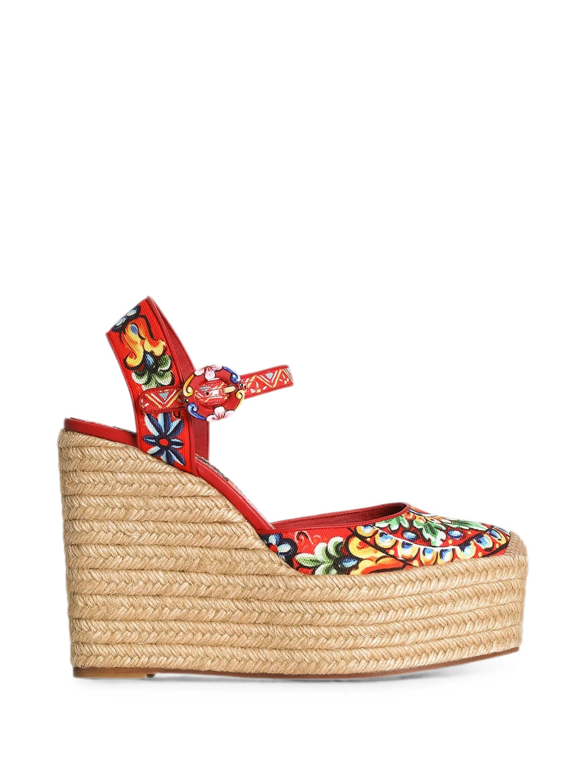 Dolce & Gabbana Carretto - print wedge sandals
