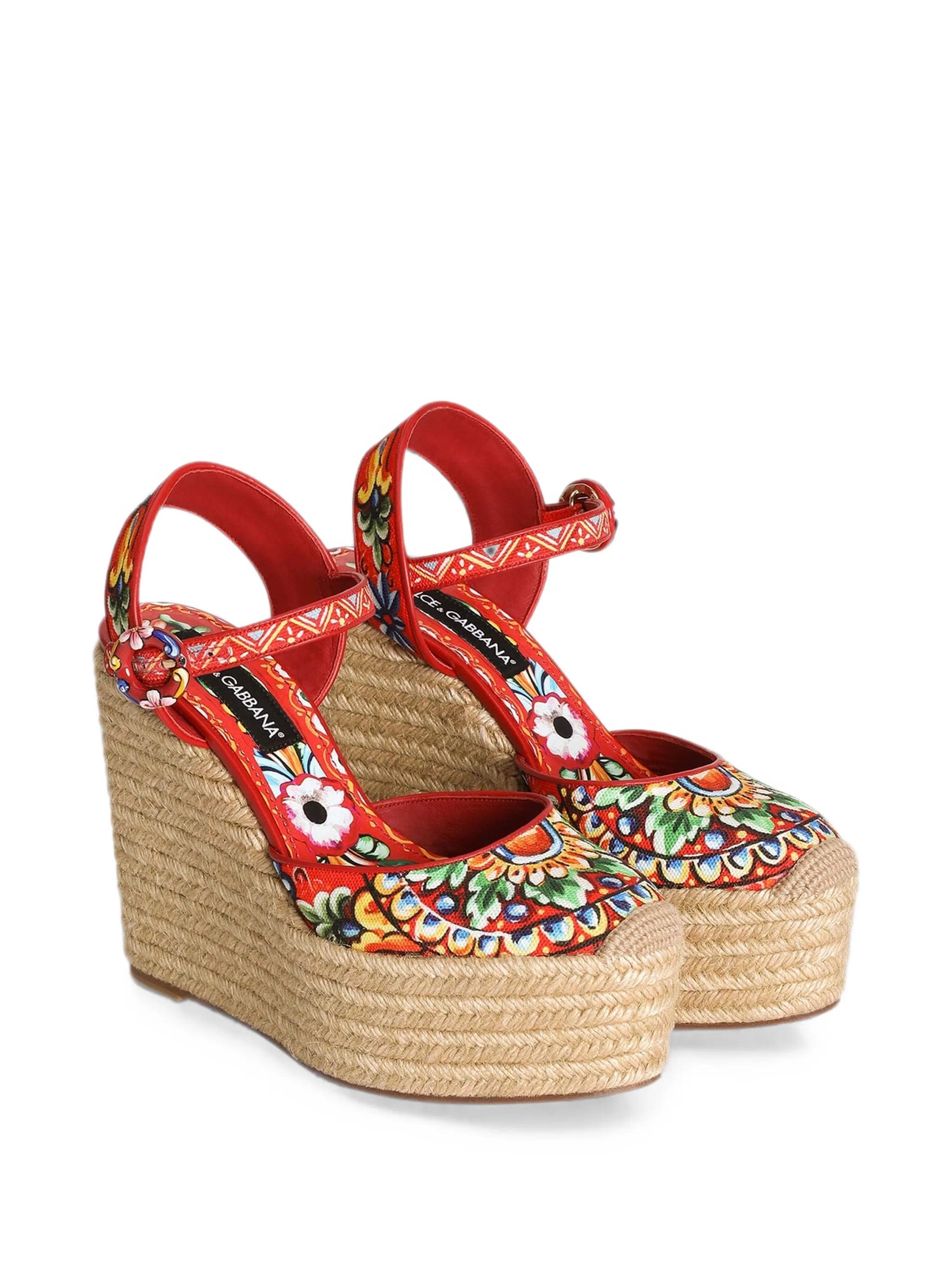 Dolce & Gabbana Carretto - print wedge sandals