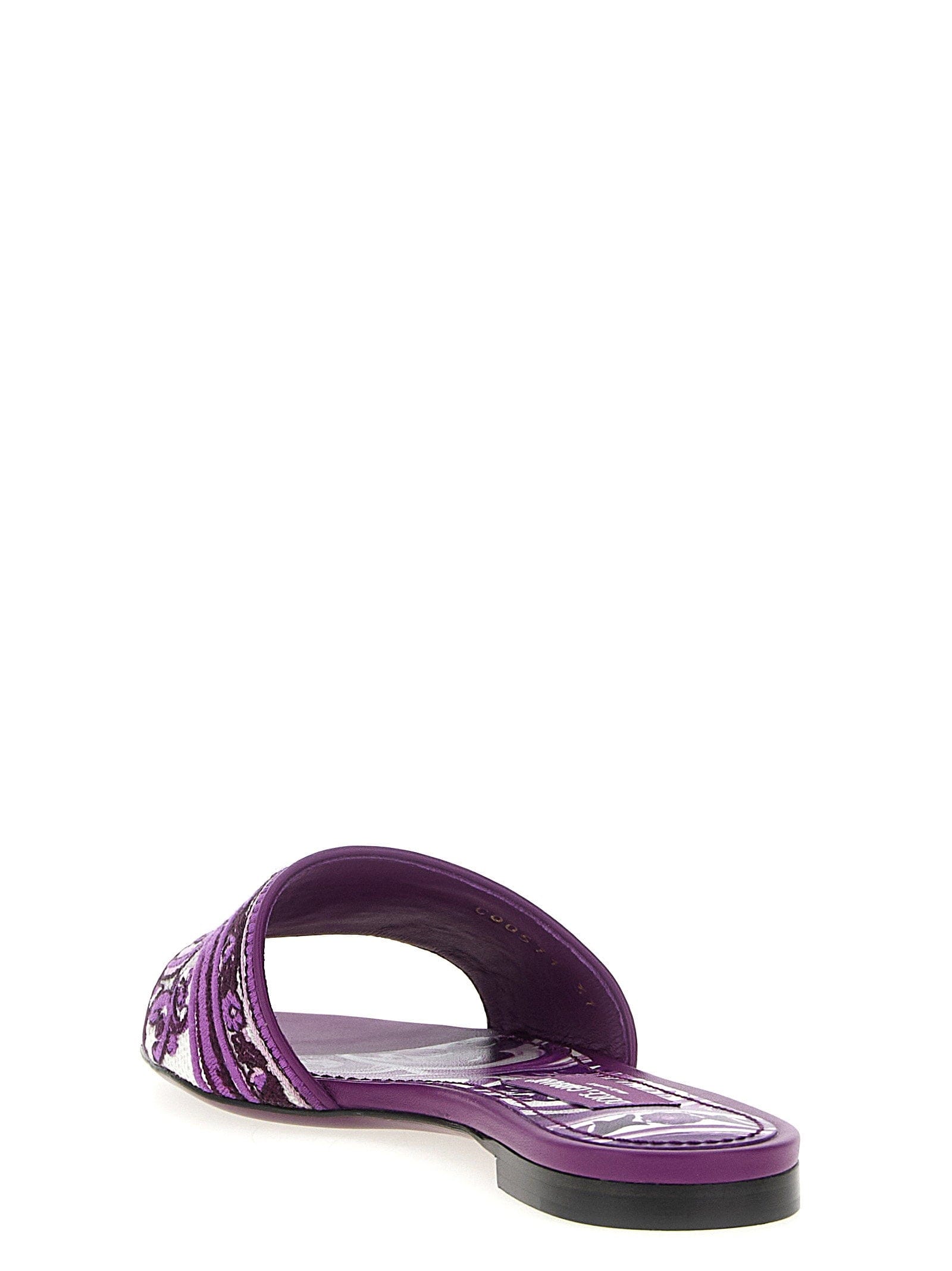 Dolce & Gabbana Maiolica Embroidery Slides — Purple
